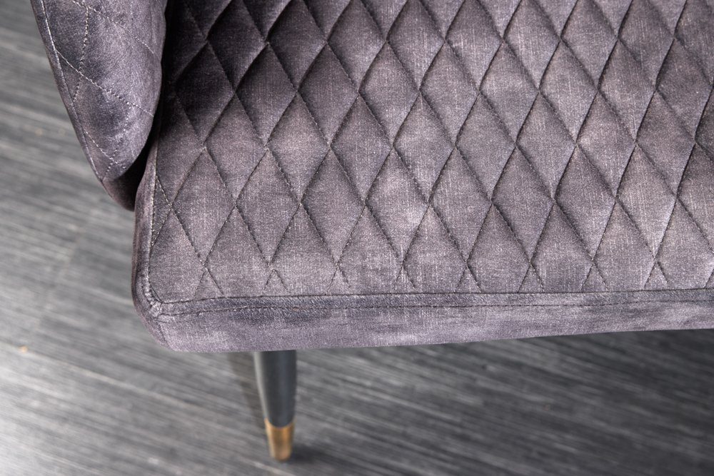 · grau · Metall 160cm riess-ambiente Schlafzimmer PARIS grau Design | / Sitzbank Rückenlehne · 1-St), · Retro schwarz (Einzelartikel, · grau Esszimmer Samt
