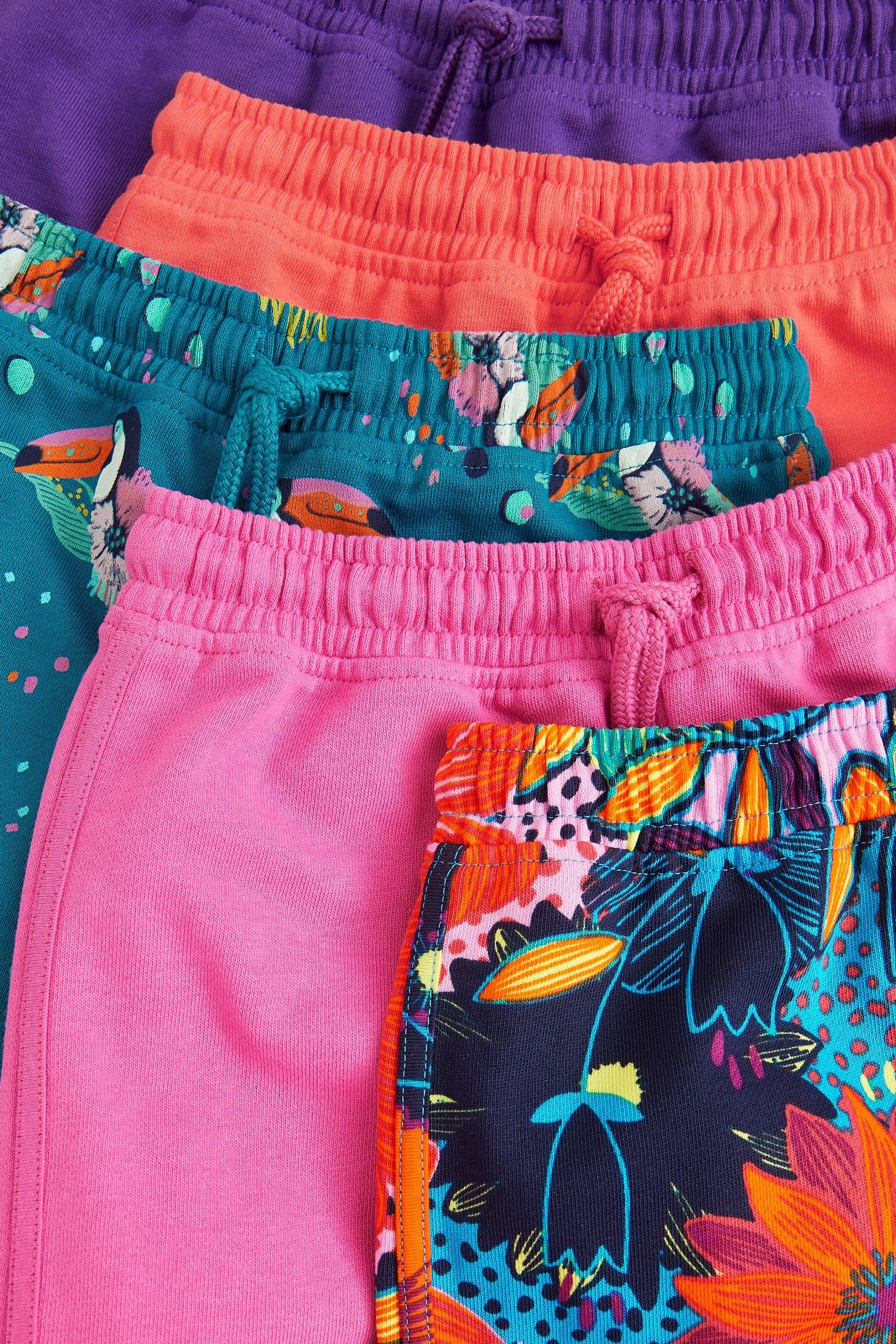 Sweatshorts Print (5-tlg) im 5er-Pack Pink/Teal Next Baumwolle Jerseyshorts Blue/Purple/Tropical aus
