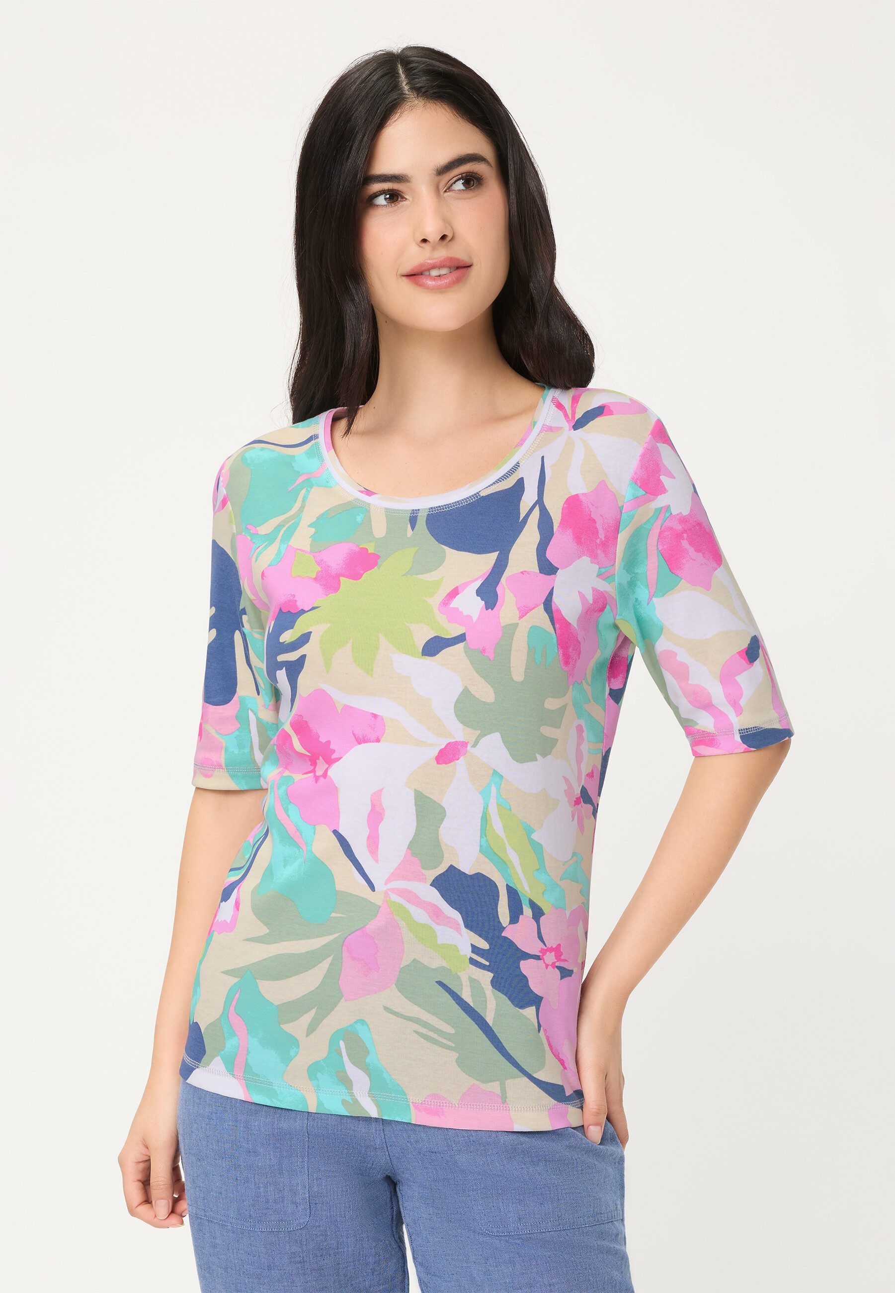 Olsen T-Shirt Shirt mit Allover-Dessin