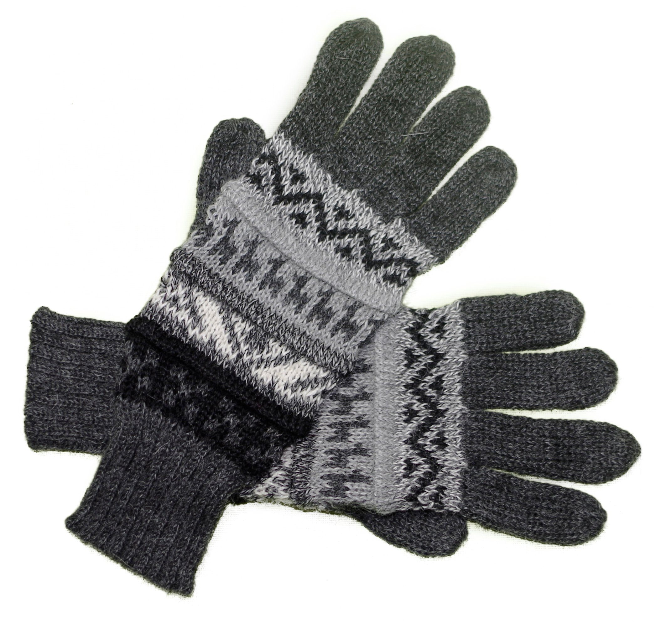Posh Gear Strickhandschuhe Guantilissi Alpaka Fingerhandschuhe aus 100% Alpakawolle dunkel grau