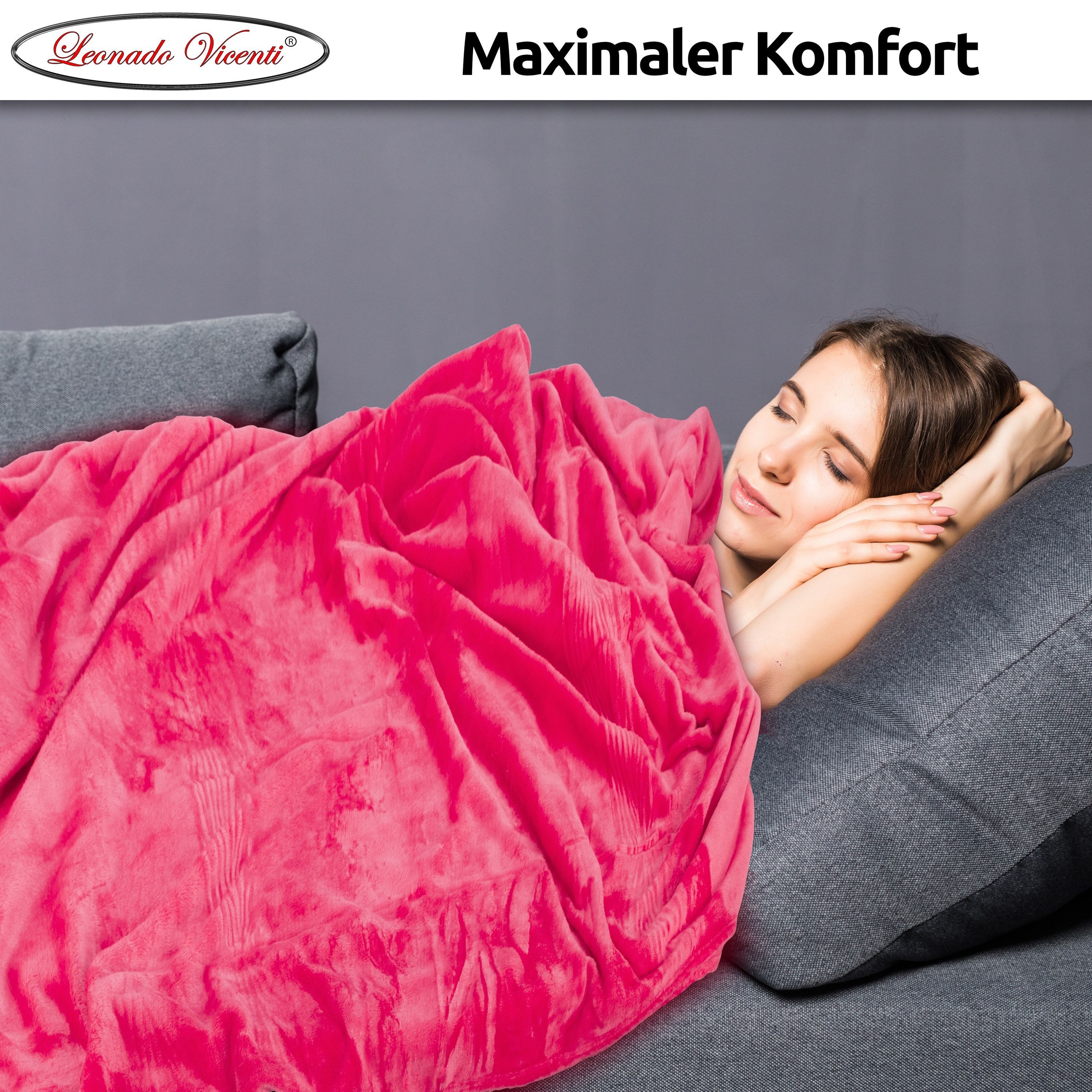 Wohndecke kuschelig warm, 2er Pack 150x200, Leonado Vicenti, Kuscheldecke flauschig weich, Einfarbig,2er Set – Bild 5 von 5