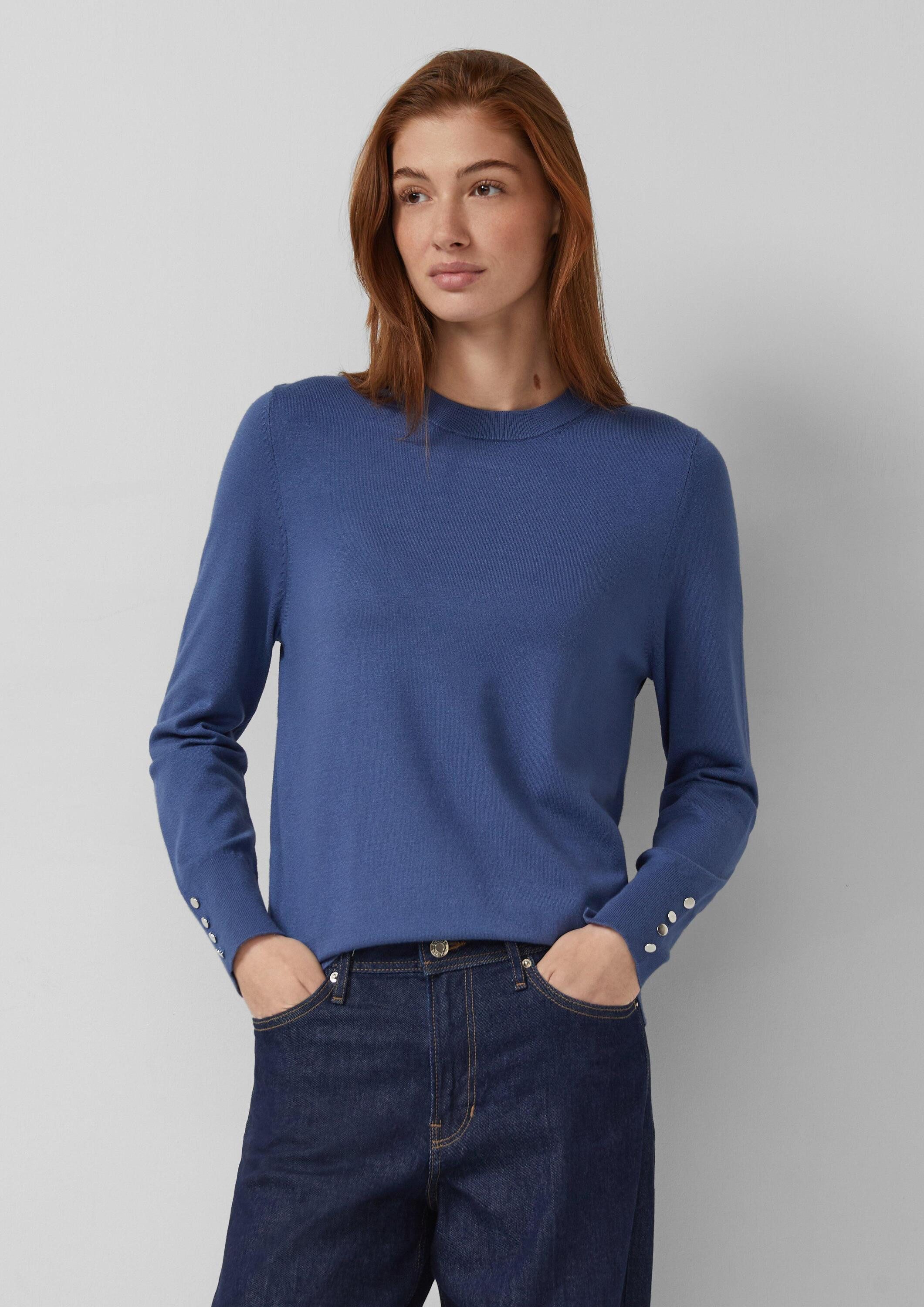 s.Oliver Longpullover Strickpullover Feinstrickpullover aus Viskosemix mit Zierknöpfen