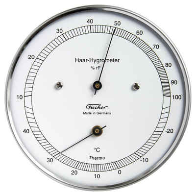 Fischer Barometer Echthaar Hygrometer mit Thermometer, Außen Innenwetterstation