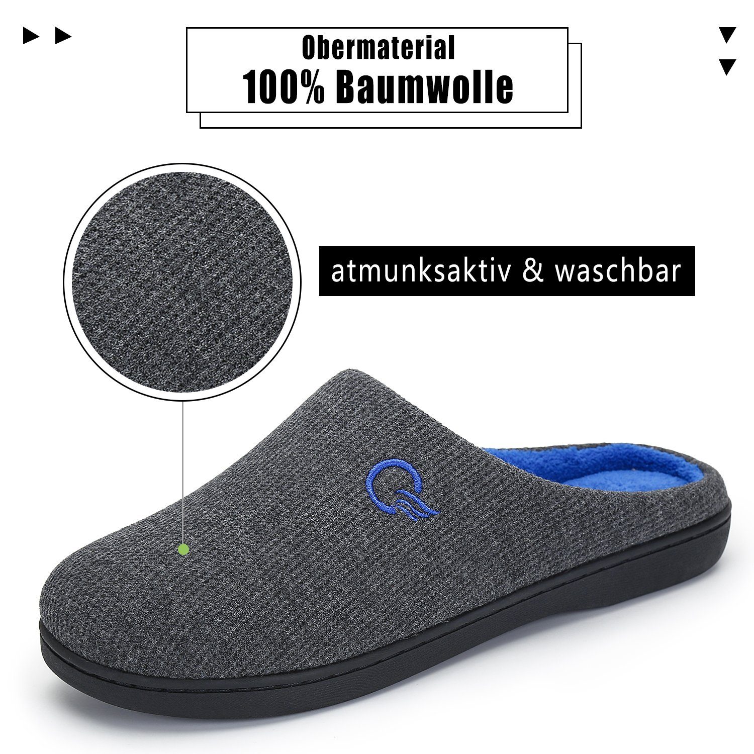 Home & Joy London Hausschuh (mit Memory-Foam Fußbett weich & warm gefüttert, bequem, rutschfest) Pantoffeln Latschen Schlappen Slipper Pantoletten Winter Fell-Imitat