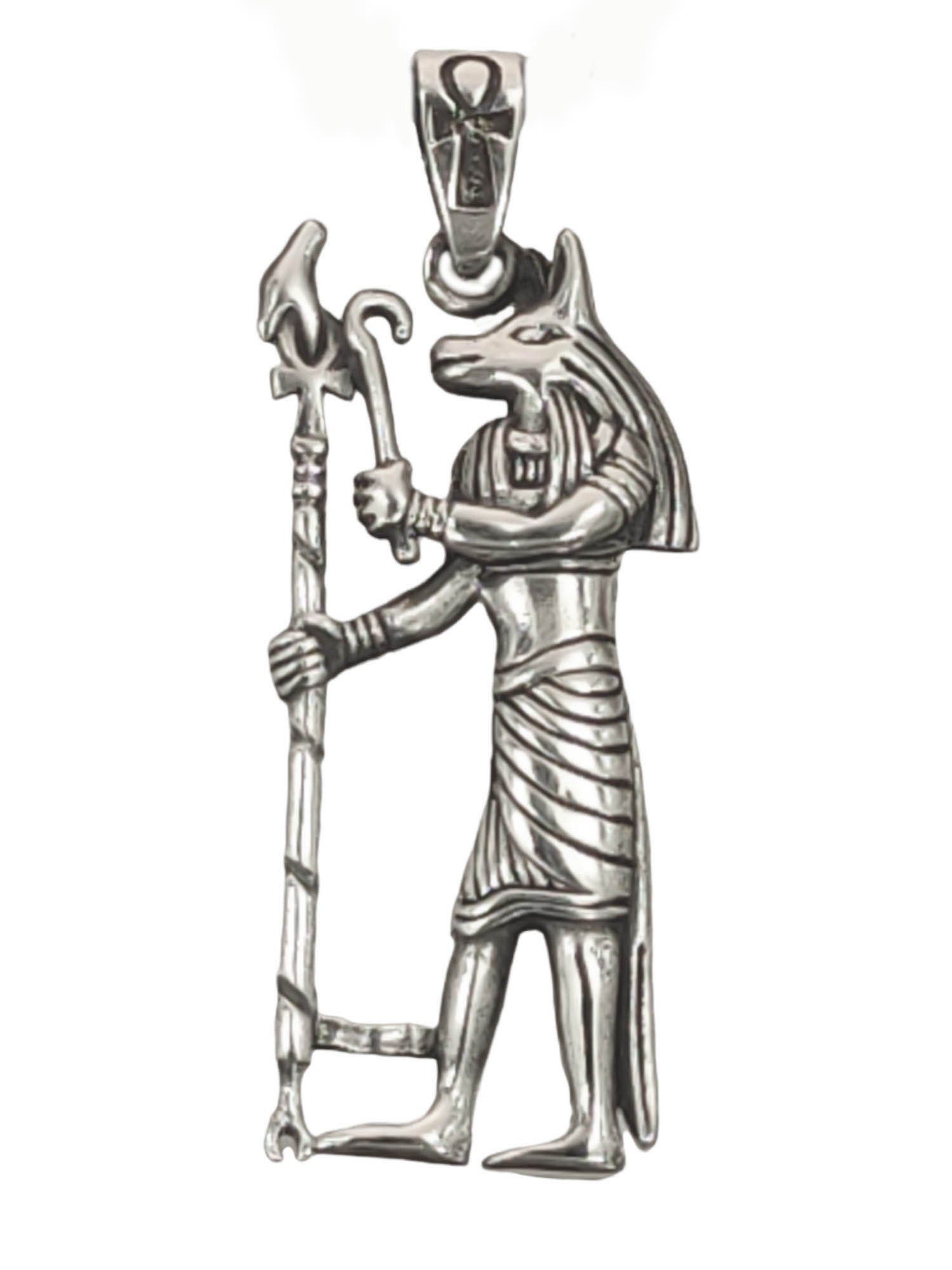 Ägypten Kettenanhänger Schakal Nr.435 Kiss of Sterling Ägyptisch Anubis Leather Anhänger Schakalkopf 925 Silber