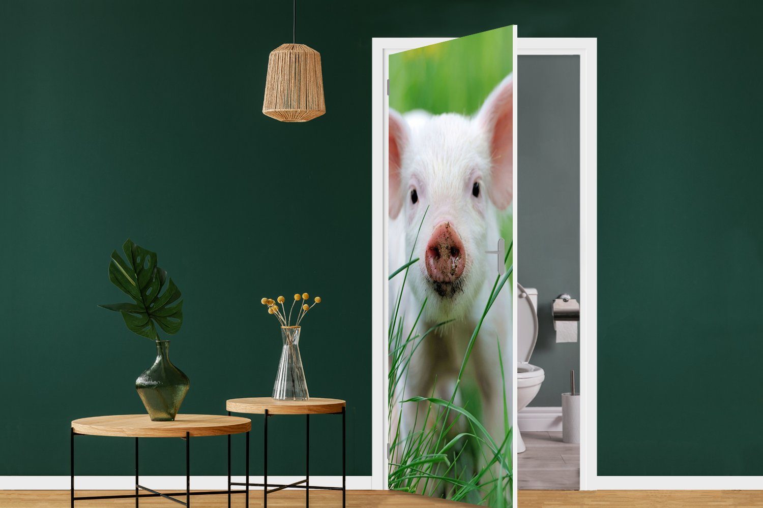 MuchoWow - Tür, Türaufkleber, bedruckt, 75x205 cm Groß, Schwein Türtapete (1 St), Fototapete Tiere für - Matt,