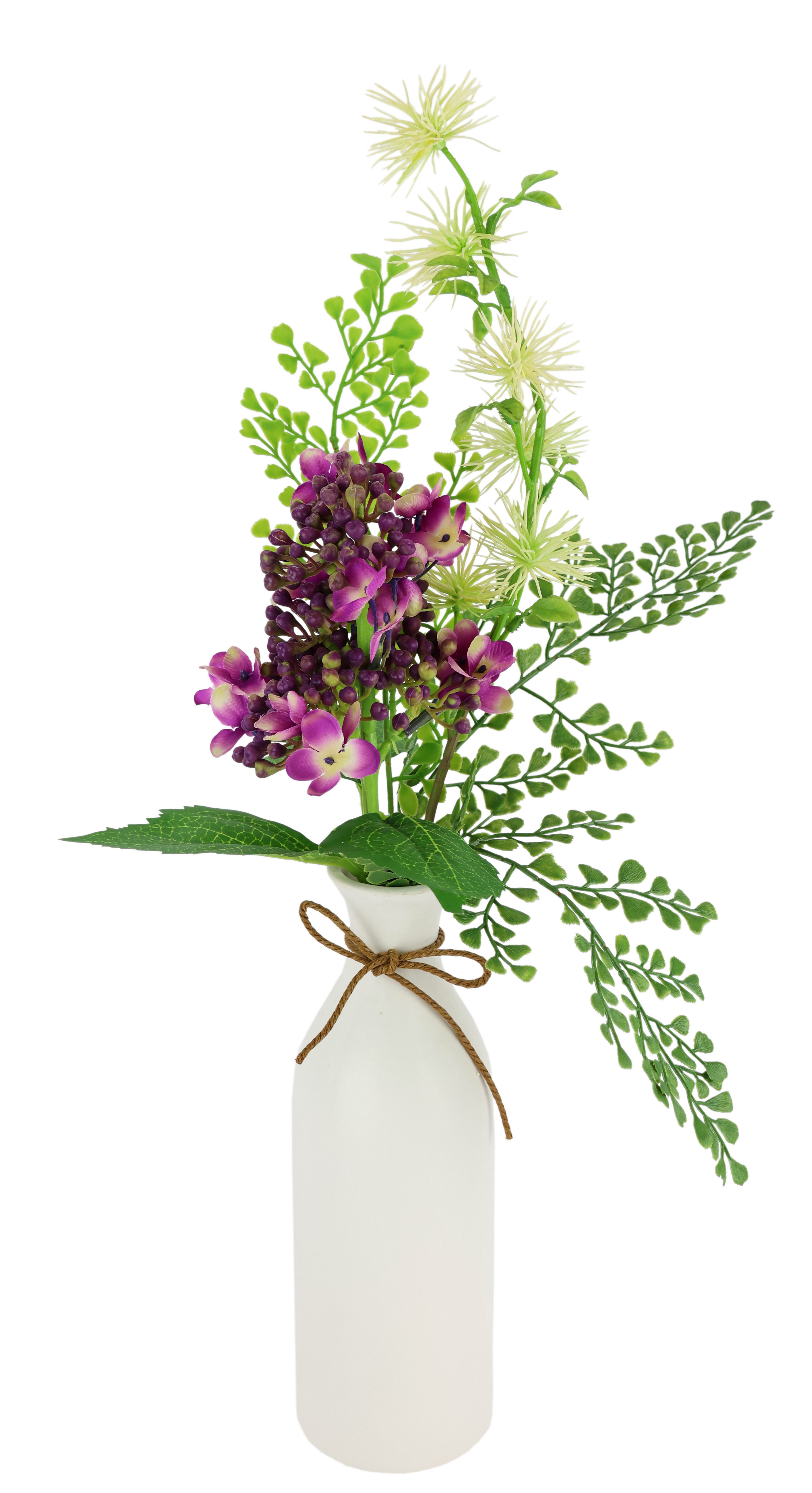 Kunstblume Arrangement Hortensie in Vase, I.GE.A., Höhe 50 cm, Zaubernuss Farn Hochzeitsdeko Dekoblumen Hochzeit Bouquet Blumenstrauß