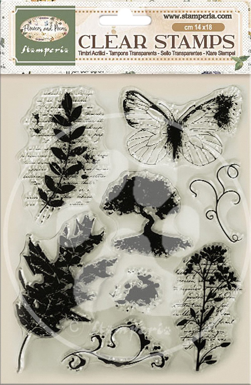 Stamperia Stempel Clear-Stamps Flowers and Poems, 8 Stück