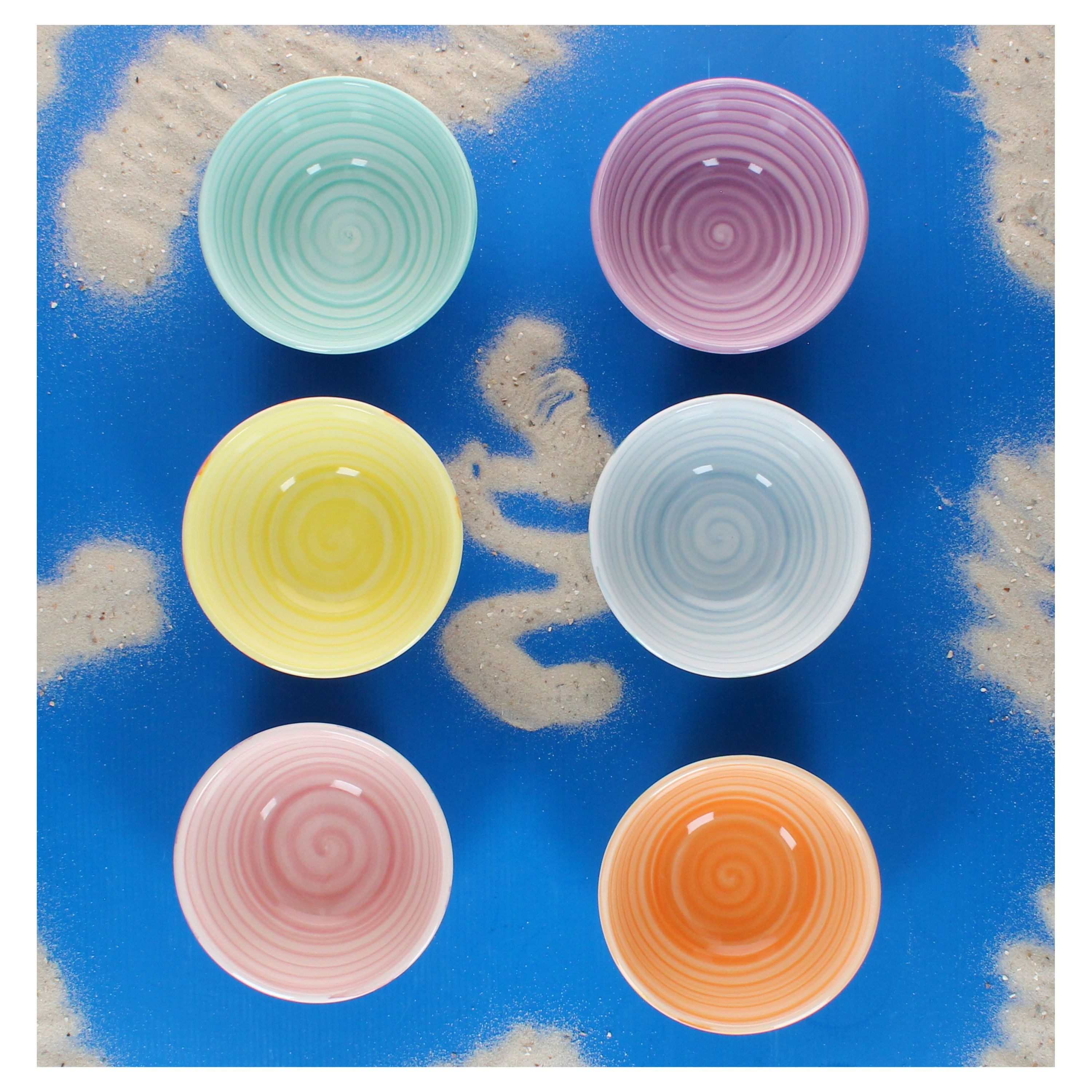 MamboCat Dipschale Beach Pastello Stripes 6er Set Snack- &Dip-Schälchen 12cm 220ml, Steingut – Bild 4 von 5