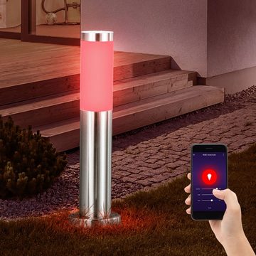 etc-shop LED Wandstrahler, Leuchtmittel inklusive, Kaltweiß, Warmweiß, Neutralweiß, Tageslichtweiß, Farbwechsel, 4er Set Smart Sockel Lampen Garten Außen Edelstahl Hof