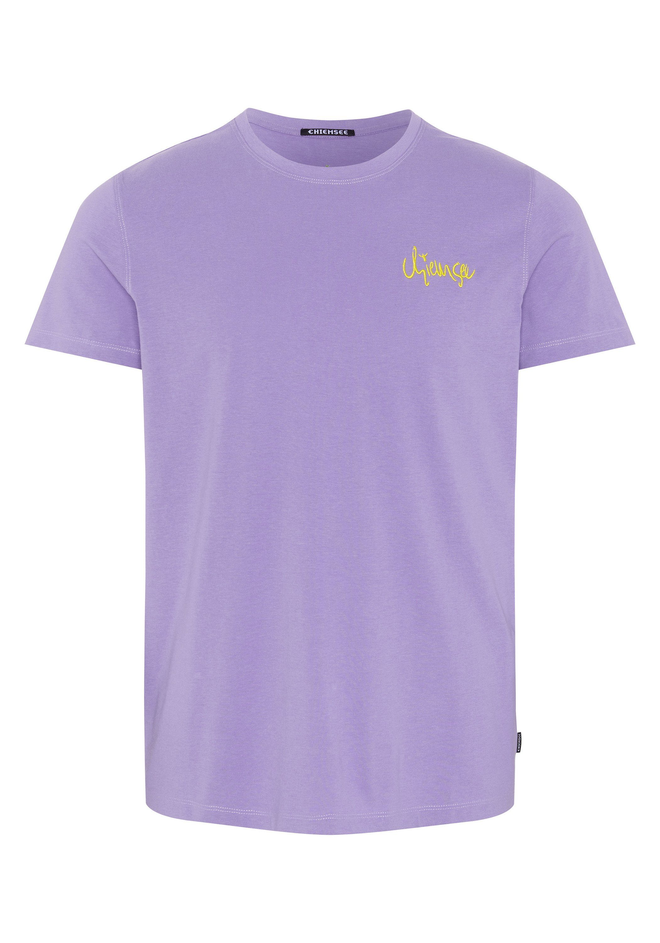 T-Shirt und Violet Blattmotiv Chiemsee mit Print-Shirt 1 Schriftzug Chalk