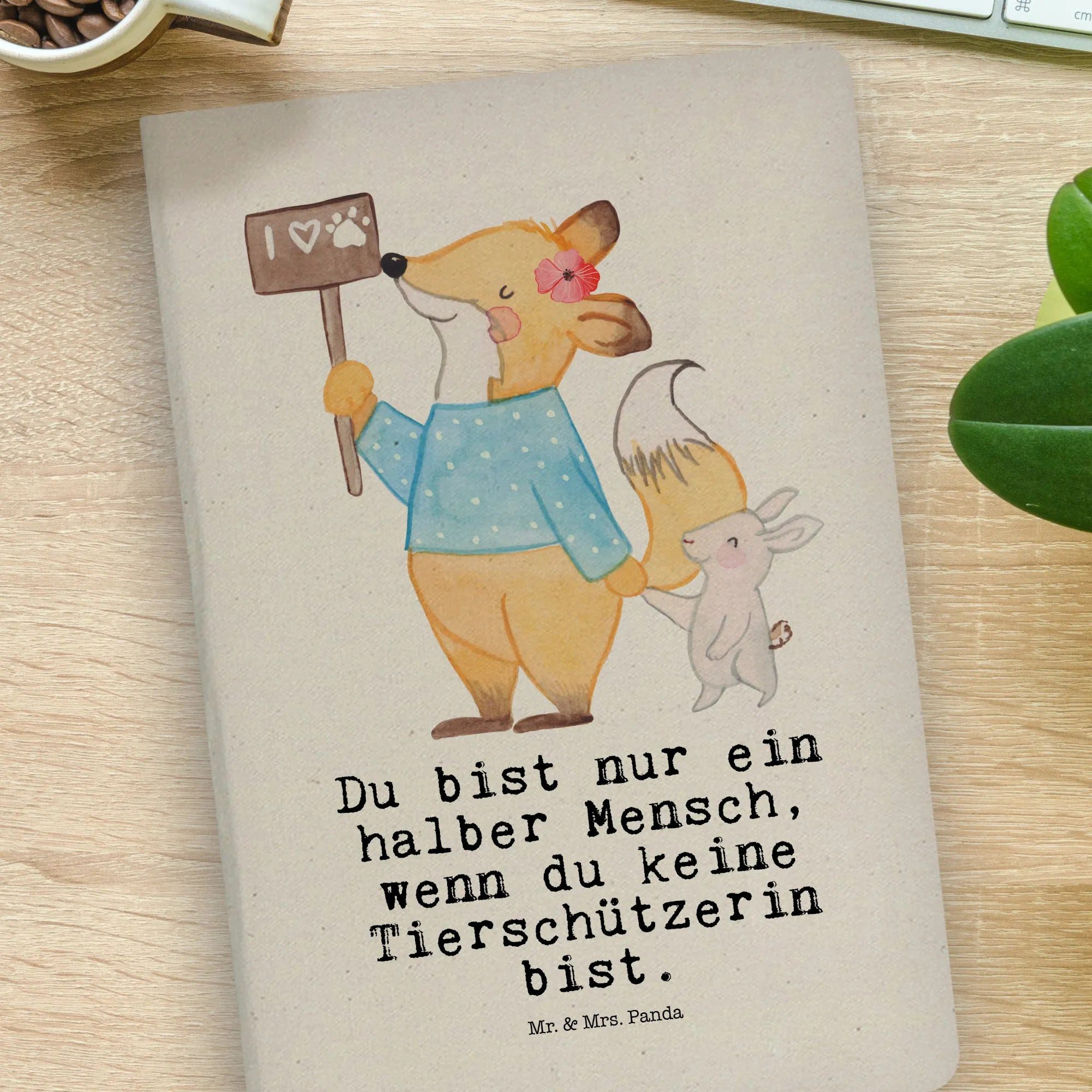 Thumbnail - Mr. & Mrs. Panda Notizbuch Tierschützerin Herz - Transparent - Geschenk, DIN A4 Tagebuch, Rente, Mr. & Mrs. Panda, Bezau...