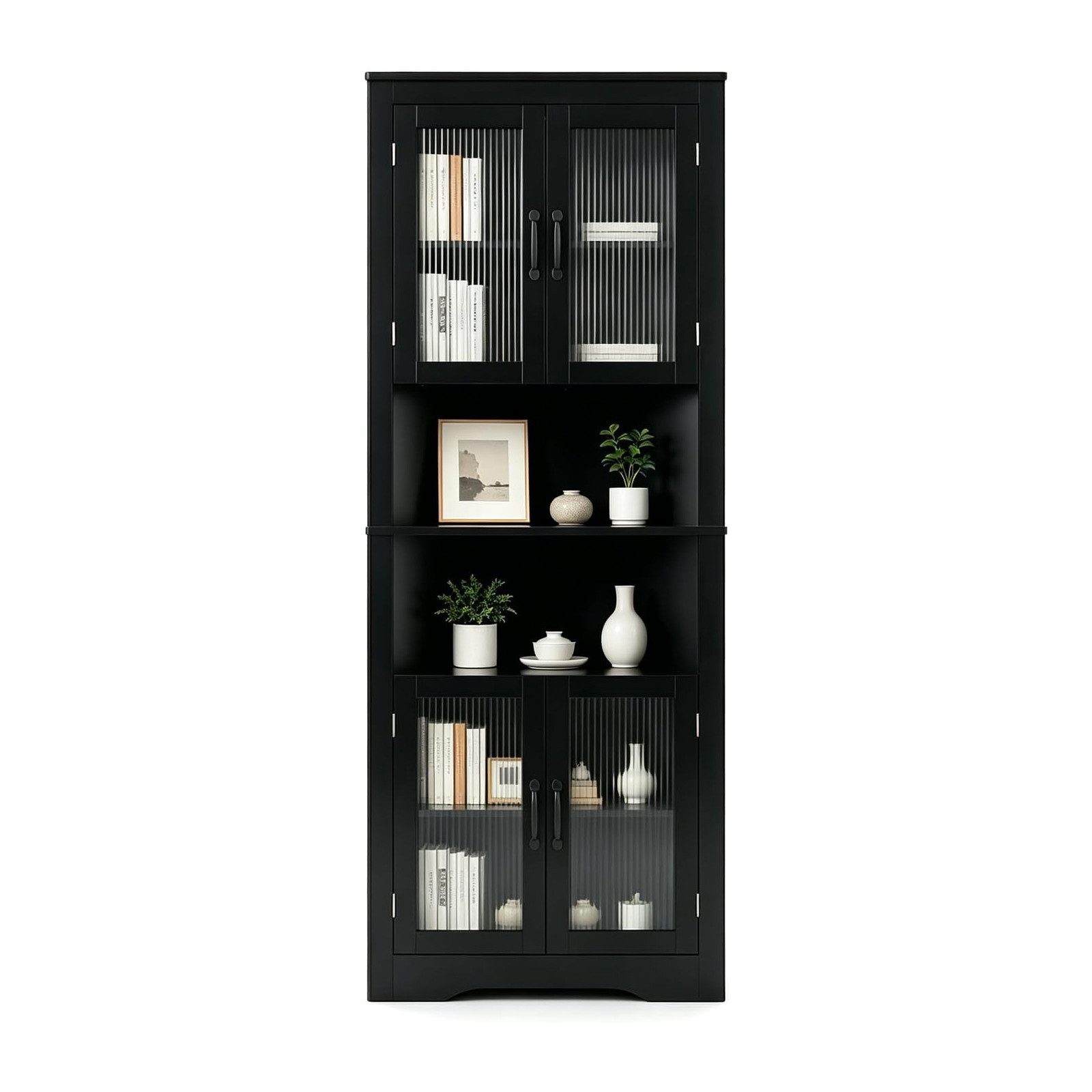KOMFOTTEU Hochschrank 6-stufiger Eckschrank mit verstellbaren Regale