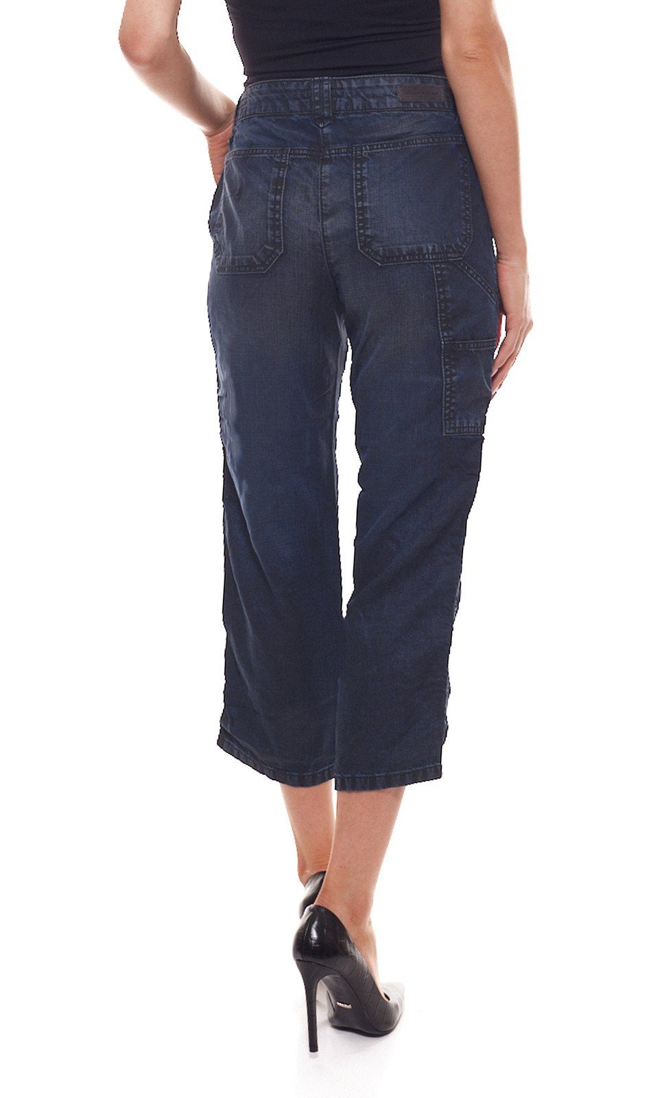 Denim-Look und Damen Blau Melva Caprihose Five-Pocket-Style im OPUS Capri-Hose Alltags-Jeans Jeans OPUS modische