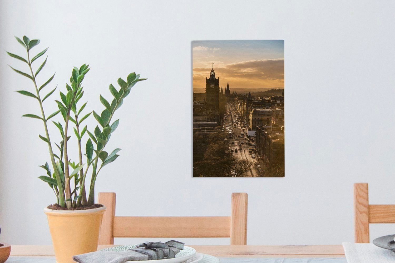 OneMillionCanvasses® Leinwandbild Blick auf die Hill Zackenaufhänger, Street Edinburgh inkl. in aus, Gemälde, Calton Princes fertig vom Leinwandbild (1 St), cm 20x30 bespannt