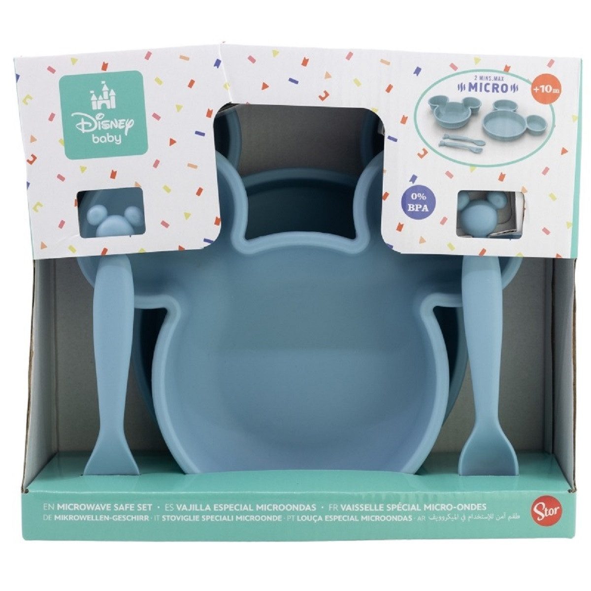 Disney Mickey Mouse Kindergeschirr-Set Kindergeschirr-Set 4-teilig – Teller, Schale & Besteck in Geschenkbox (4-tlg)
