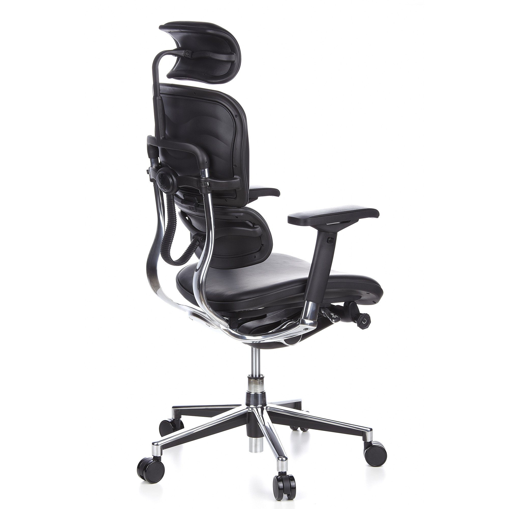 hjh OFFICE Drehstuhl Luxus ERGOHUMAN (1 Schwarz St), ergonomisch Bürostuhl Chefsessel Leder