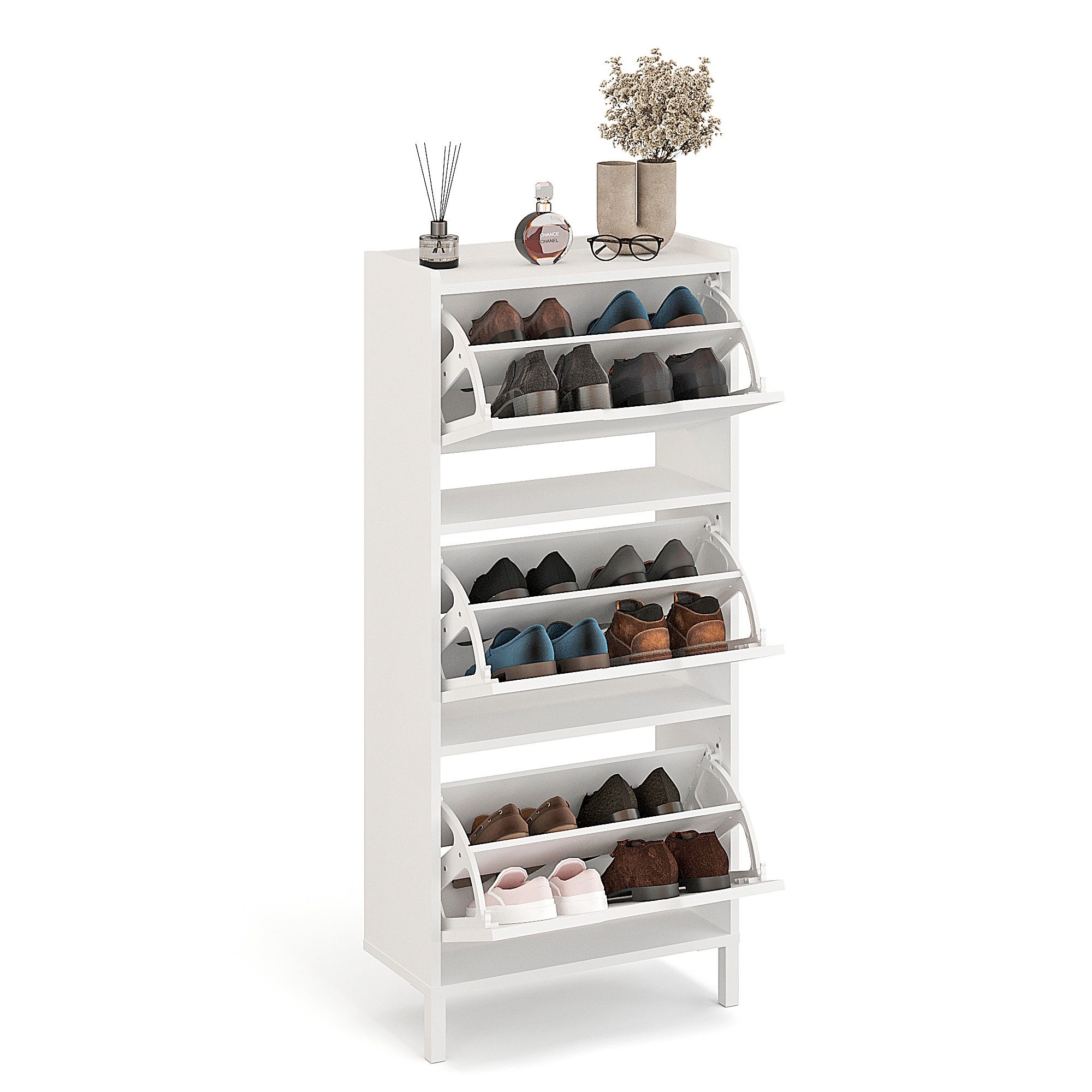 KOMTO Schuhschrank Madrid 3 Schmal Schuhregal günstig online kaufen