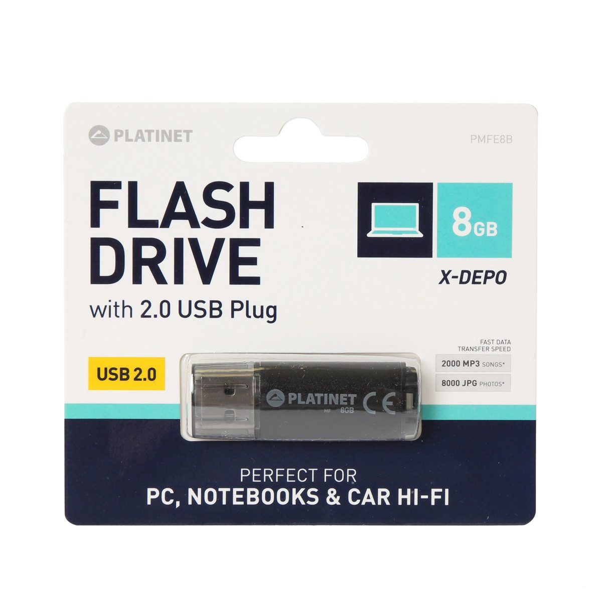 Platinet PMFE8B USB-Stick (USB USB 2.0, 8 GB USB Stick mit Aluminiumgehäuse)