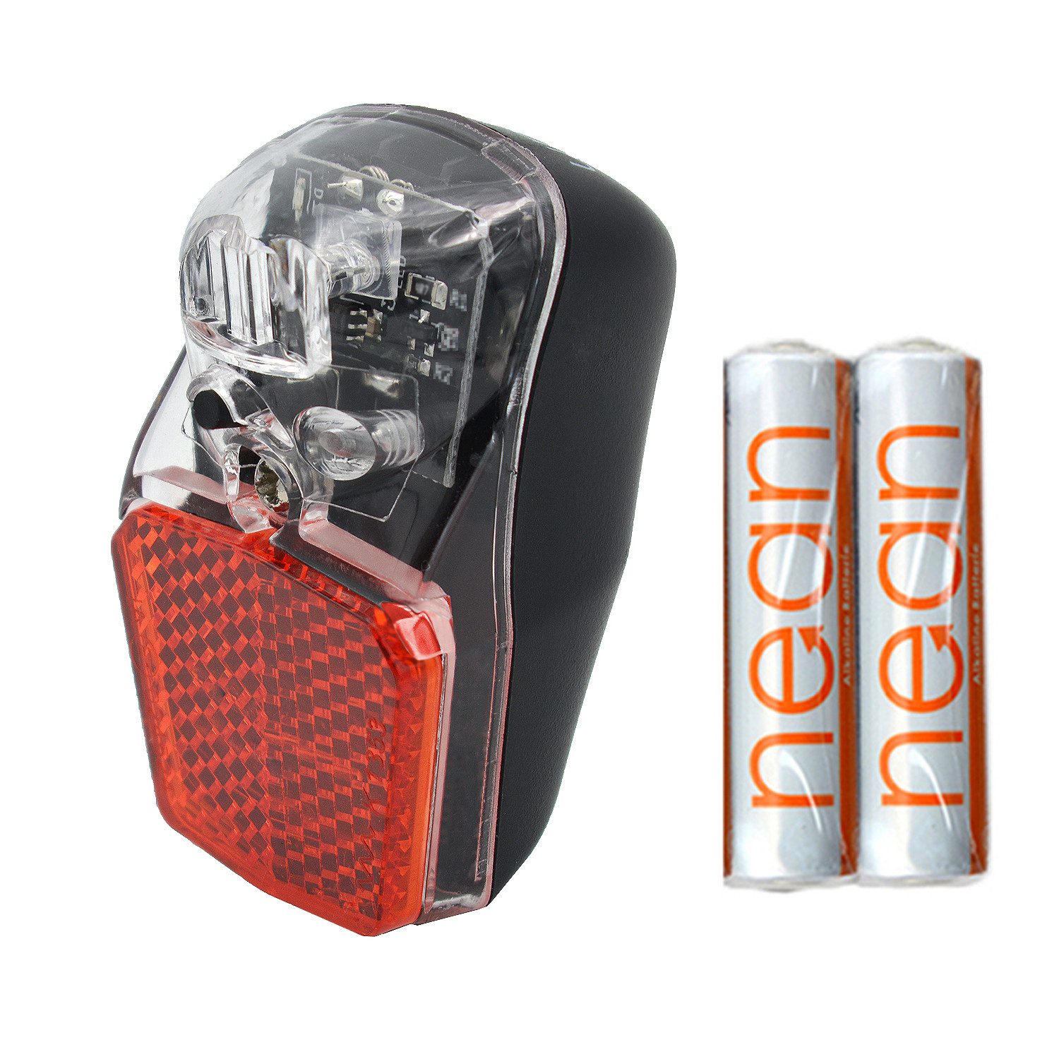 nean Fahrrad-Rücklicht Batterie, integr. Reflektor, StVZO-Zulassung, inkl. Batterien, 7 Candela