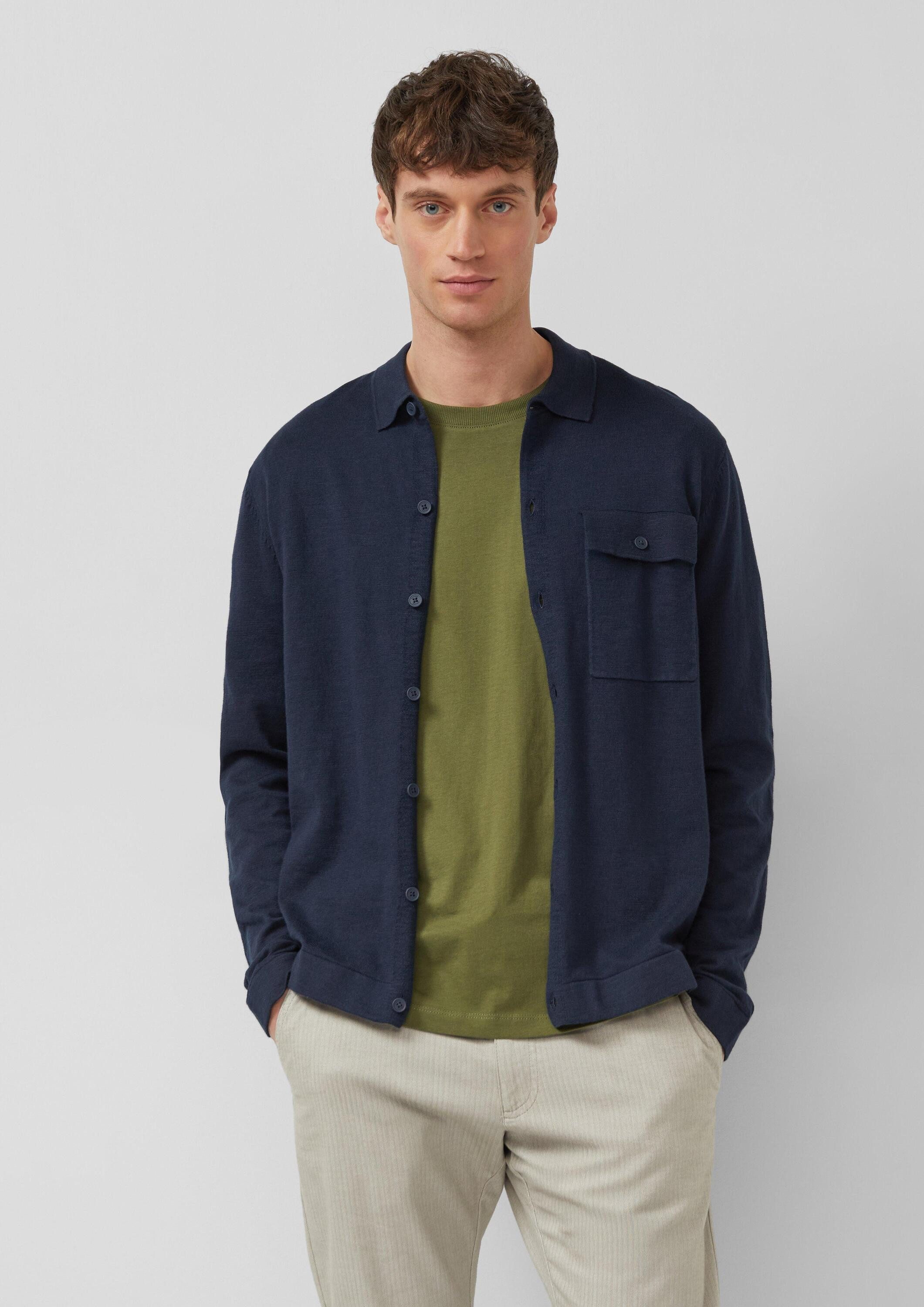 s.Oliver Cardigan Strickjacke Gestricktes Hemd mit Brusttasche