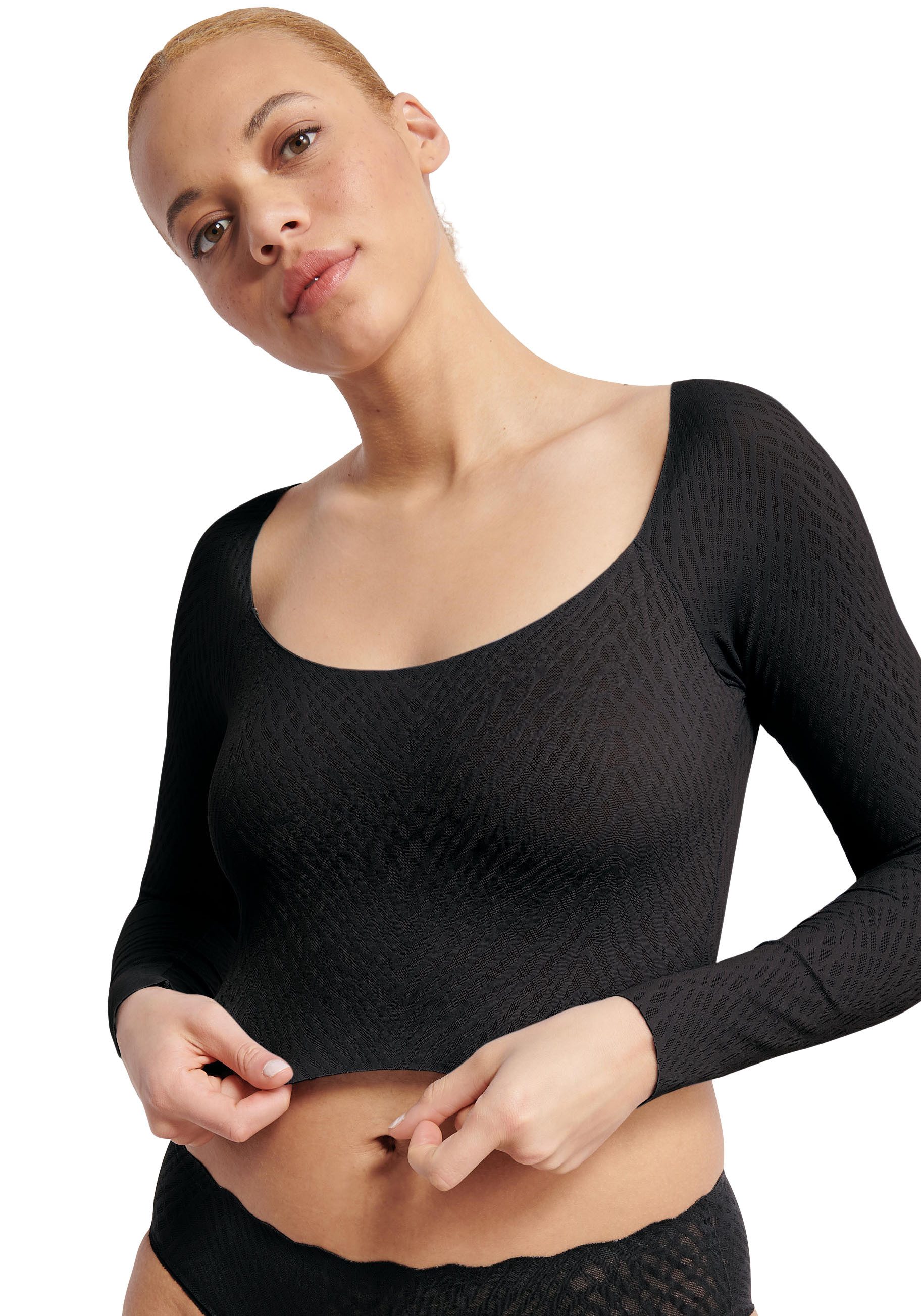 sloggi Longsleeve ZERO Feel Bliss nahtlos mit Spitzenoptik, weich, elastisch