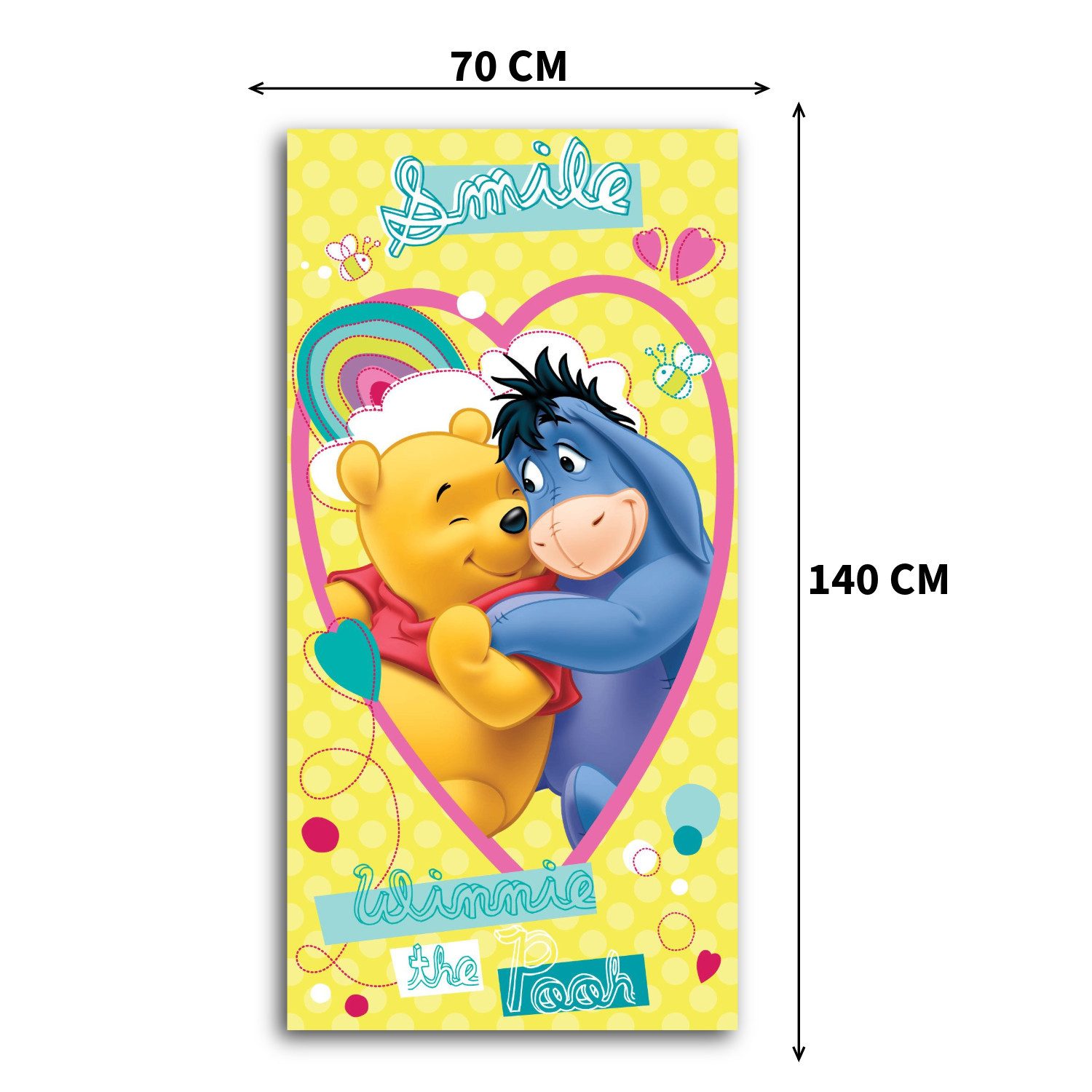 Jerry Fabrics Handtücher Disney Winnie Puuh Badetuch Strandtuch Duschtuch 70x140cm Baumwolle, (1 Duschtuch, 1-St), Langlebig