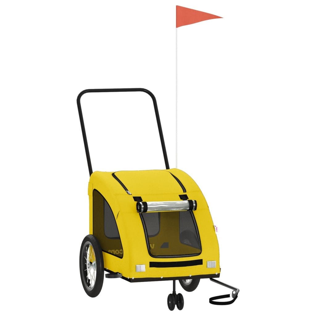 Hunde-Transportbox 635 x 1245 x 66 cm Fahrradanhänger Gelb Oxford-Gewebe und Eisen