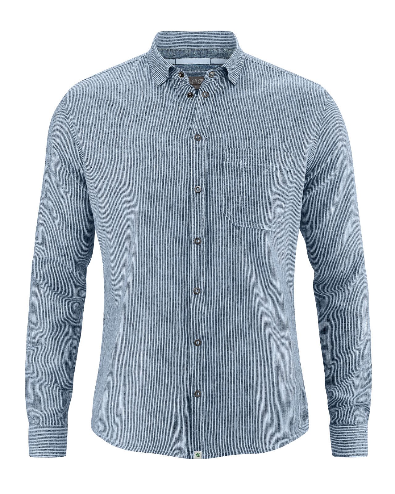 HempAge Langarmhemd Gestreiftes Hemd aus Hanf/Biobaumwolle - Slim Fit