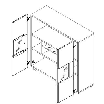 Lomadox Wohnzimmer-Set CAIRNS-132, (Mega-Spar-Set, 5-St., 5-tlg), in schwarz Hochglanz, Modern, grifflos