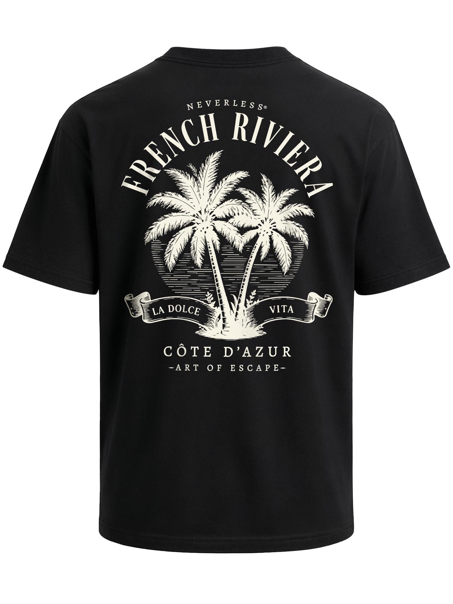 Neverless Oversize-Shirt Herren T-Shirt - Design French Riviera - Oversized Relaxed Fit mit Print
