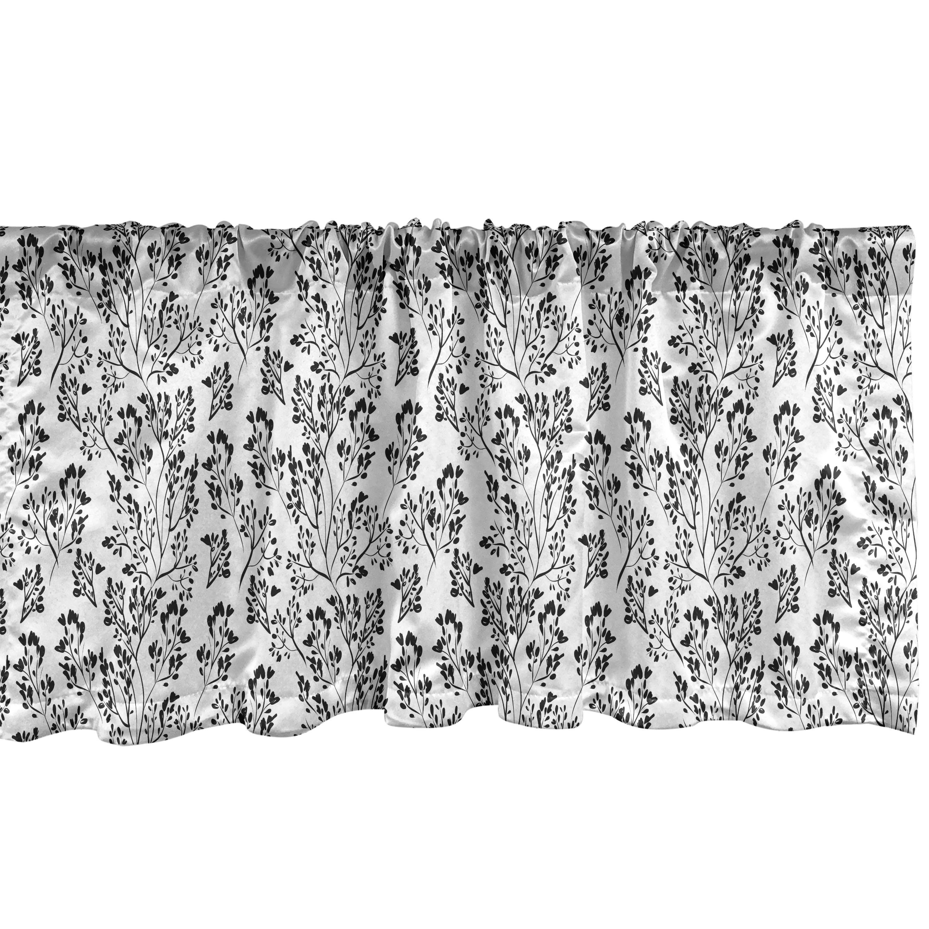 Scheibengardine Vorhang Volant für Küche Schlafzimmer Dekor mit Stangentasche, Abakuhaus, Microfaser, Natur Abstrakt Achromatic Bäume
