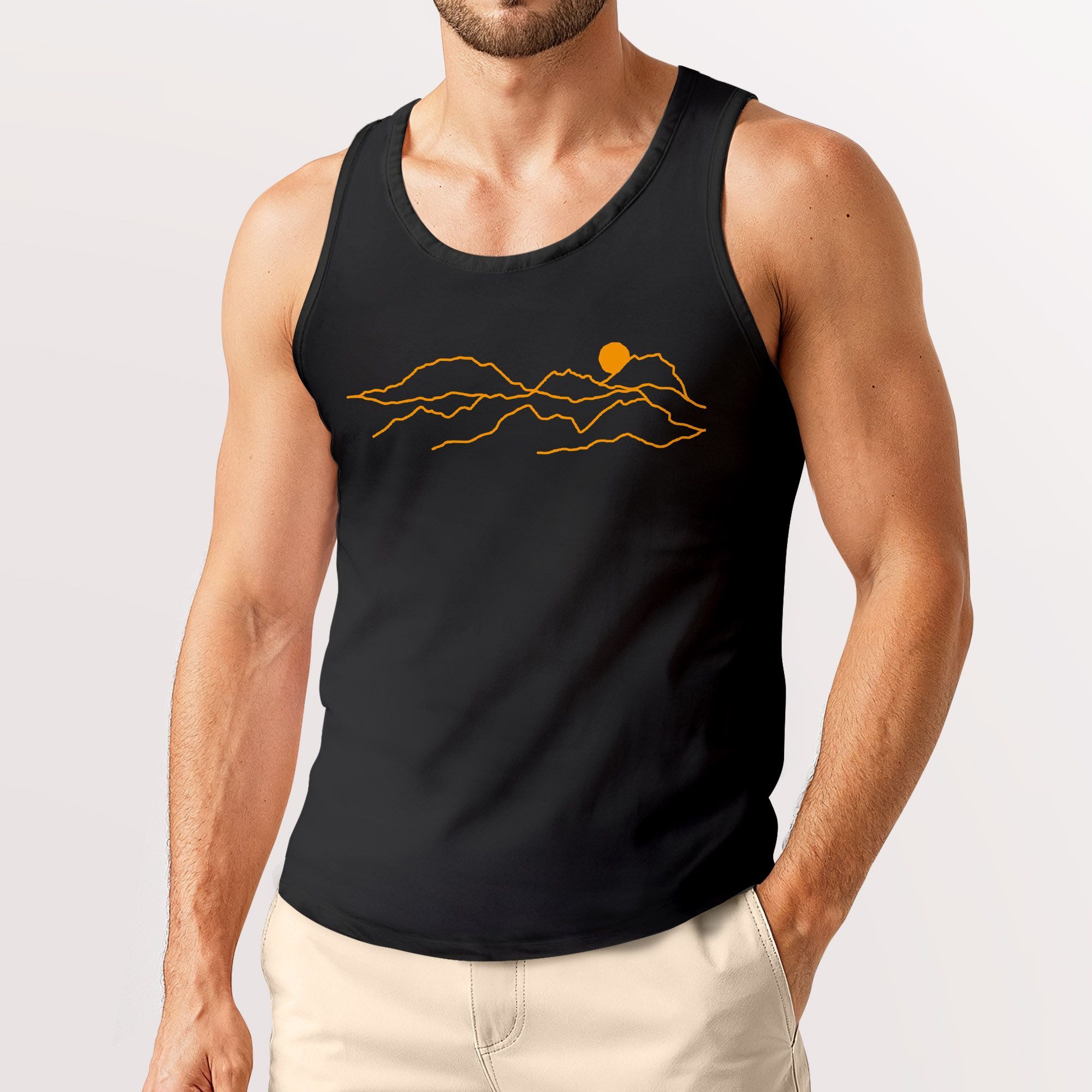 Neverless Tanktop Herren Tank-Top mitt Print Bergkette Line-Art Design Graf günstig online kaufen