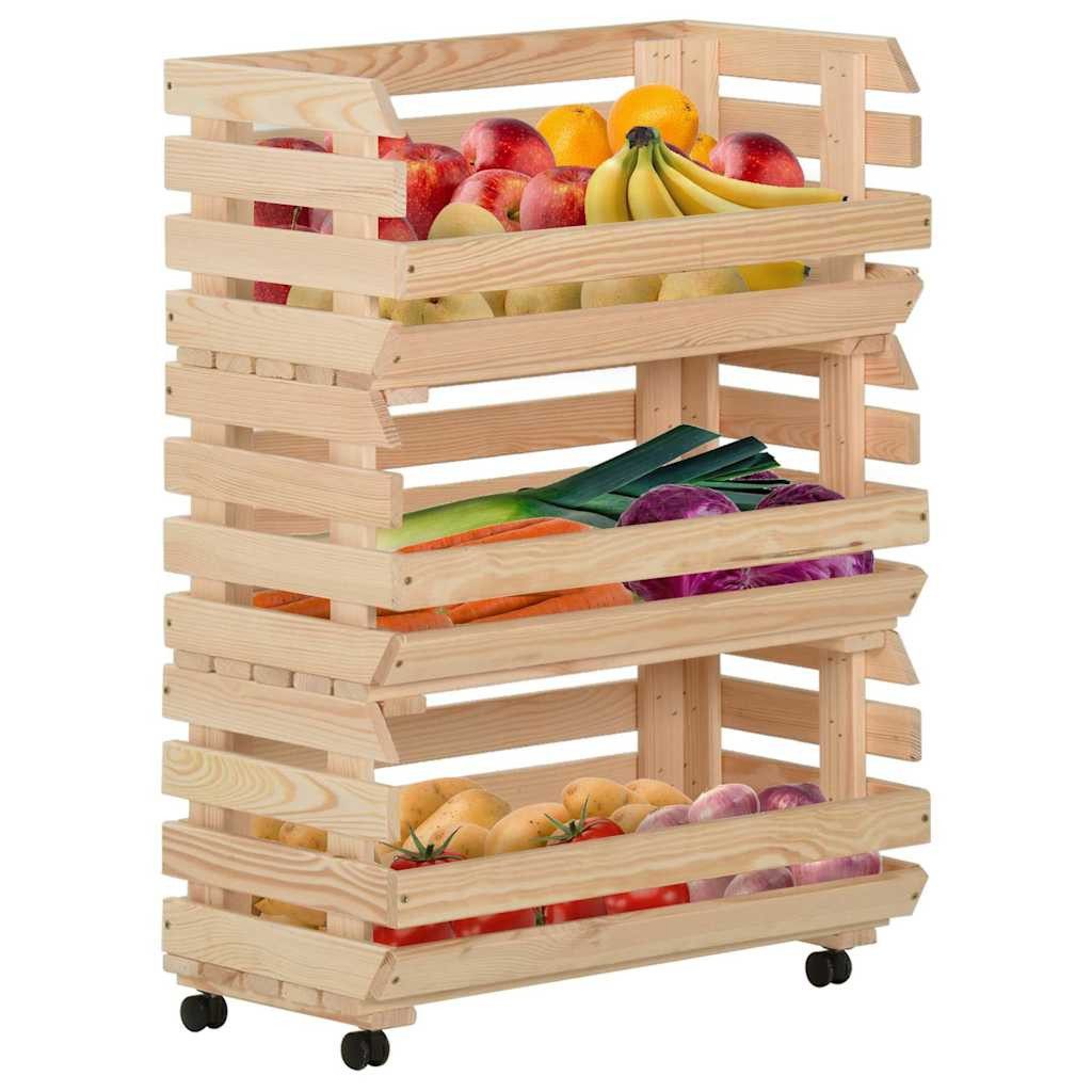 vidaXL Küchenwagen Gemüsewagen 57x30x80 cm Massivholz Kiefer