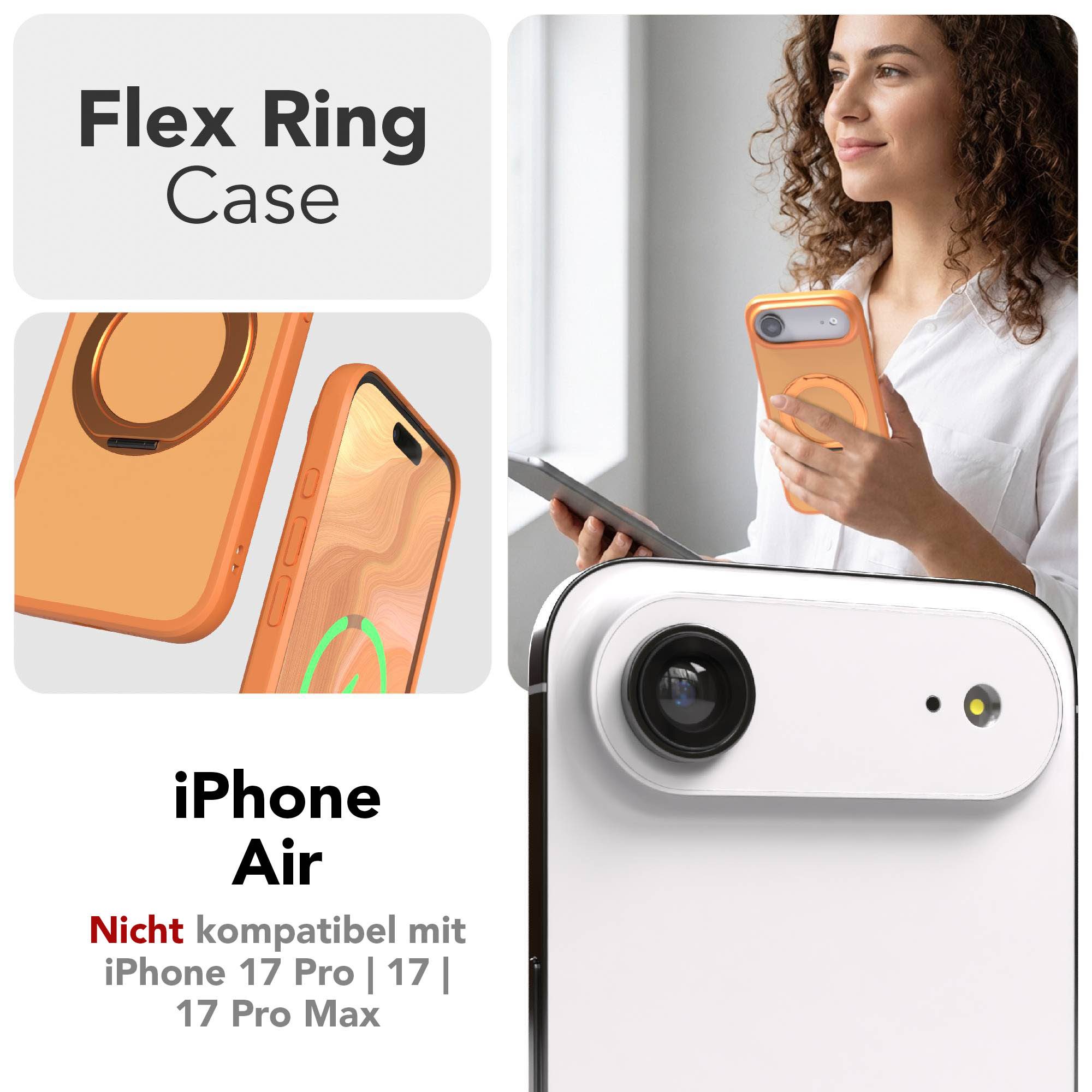 EAZY CASE Handyhülle Outdoor Apple iPhone Air Case MagSafe Rotation Ring 6,5 Zoll, Slimcover Handyhülle Outdoor zum Aufstellen mit Ring modern in Orange