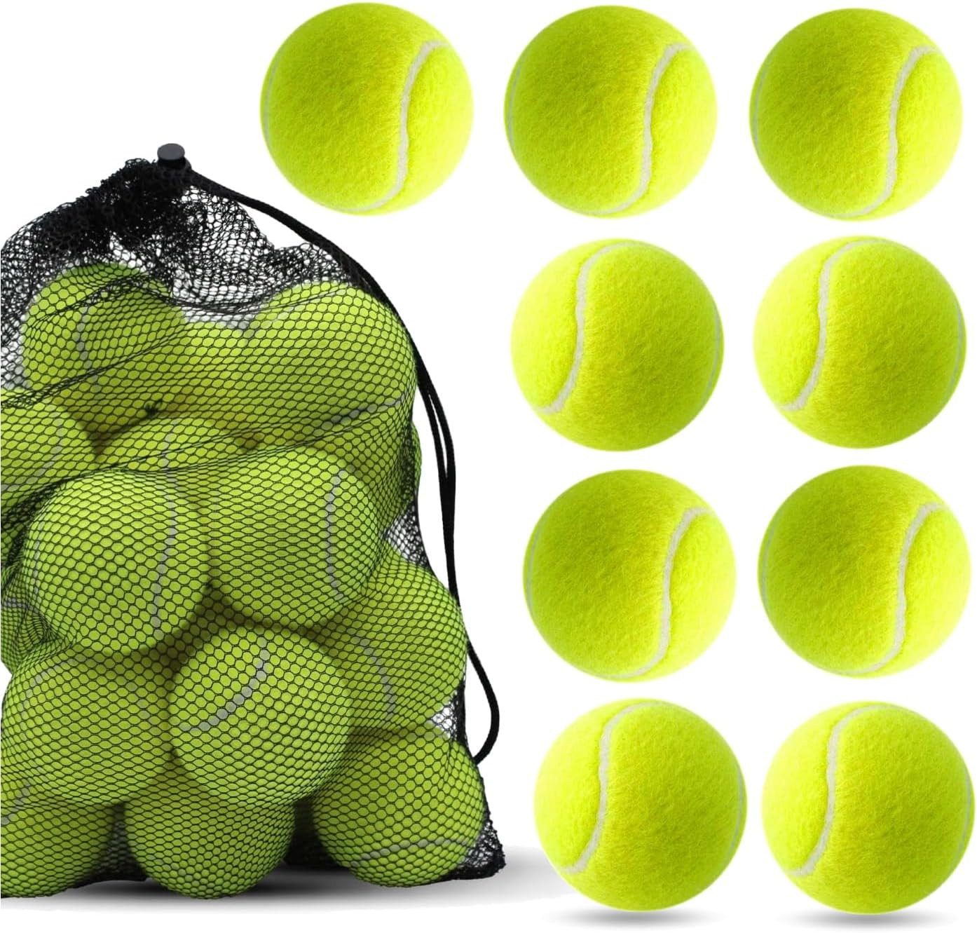 Tennisball 9x Tennisbälle gelb inkl. Mesh Tragetasche - Training und Wettkampf