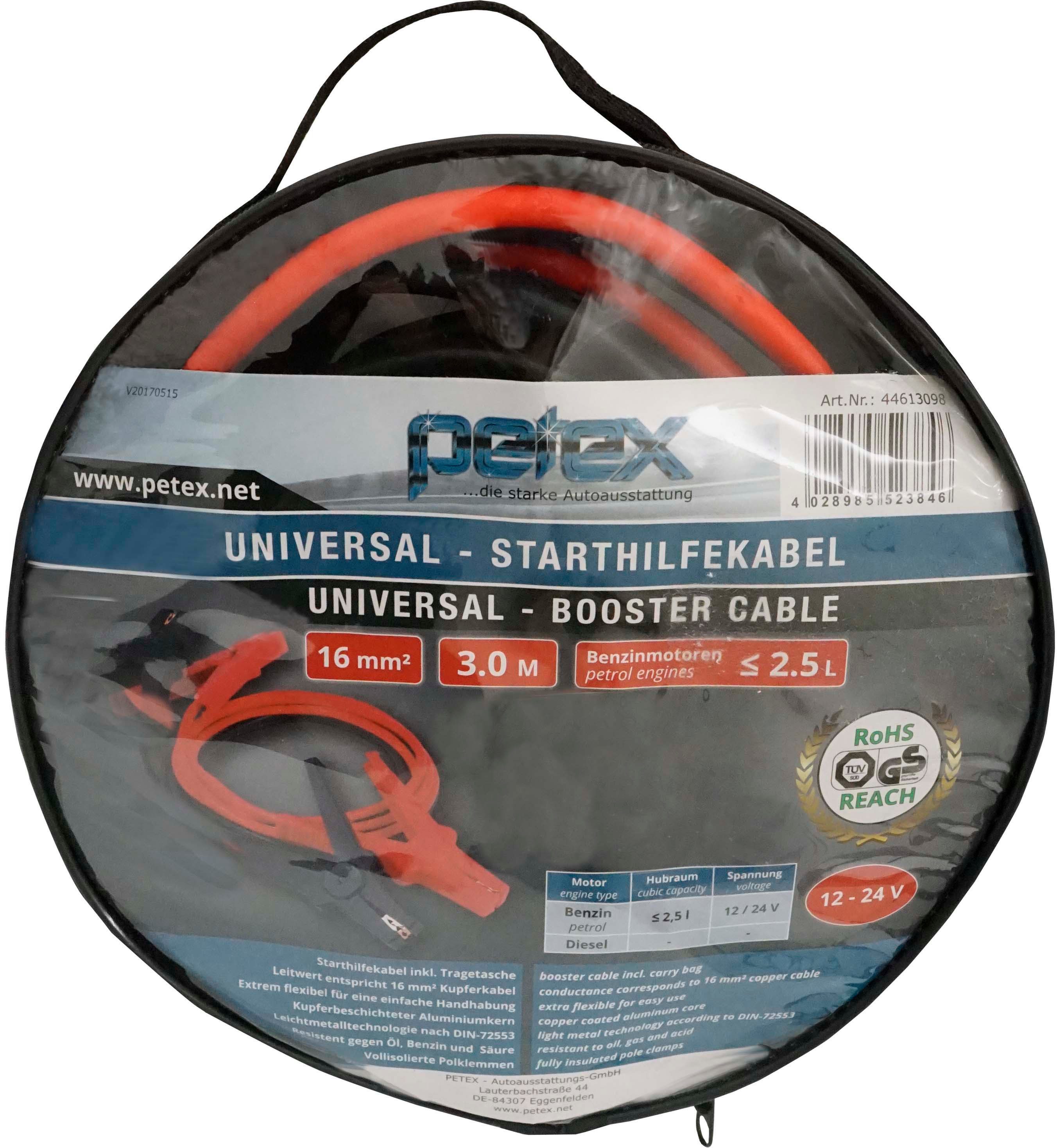 Petex Starthilfekabel, (300 cm), 16 mm², 3 Meter, Nennspannung: 12 - 24 Volt