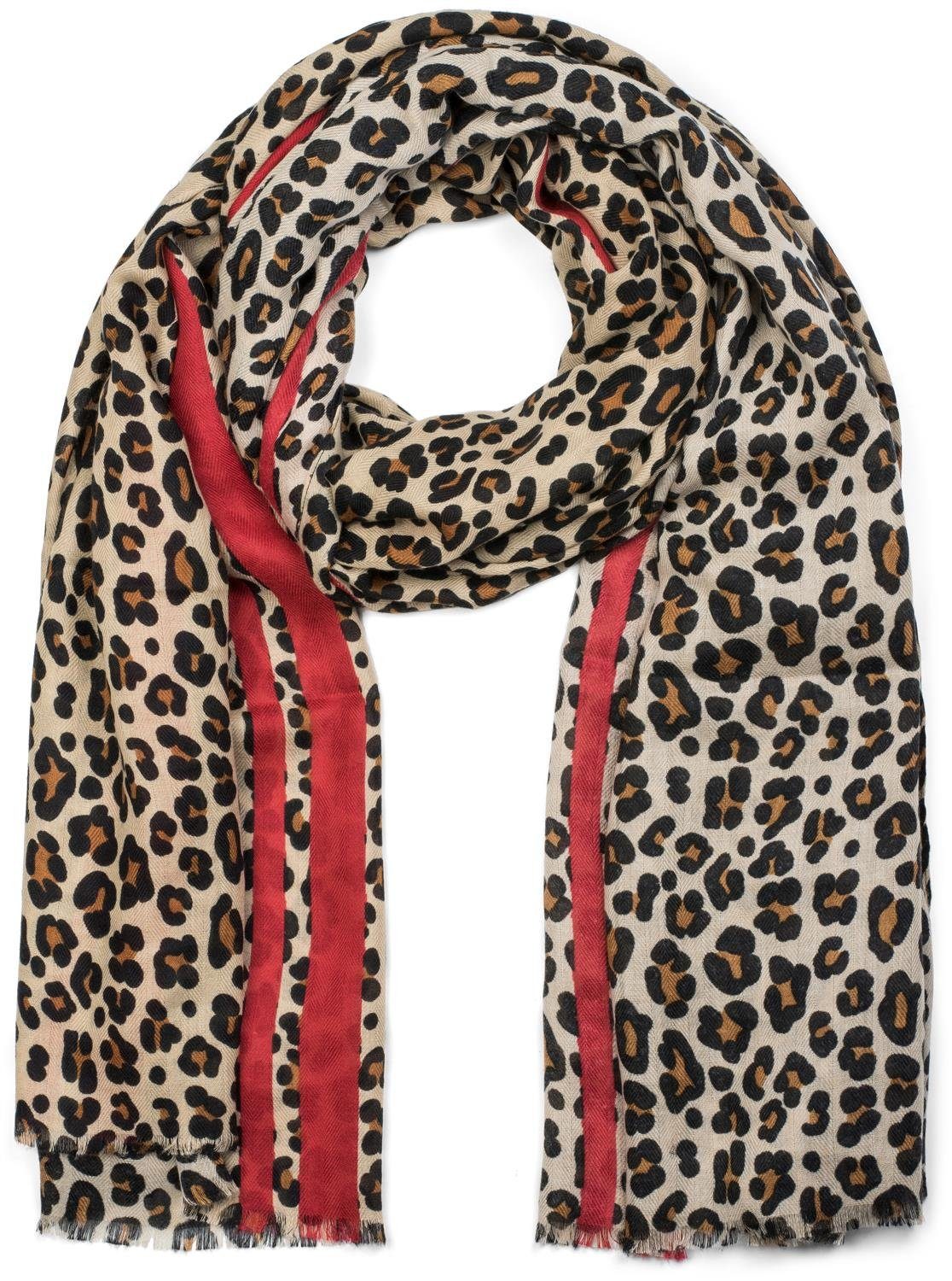 styleBREAKER Modeschal Weicher Schal mit Leoparden Print und Streifen, (1-S günstig online kaufen