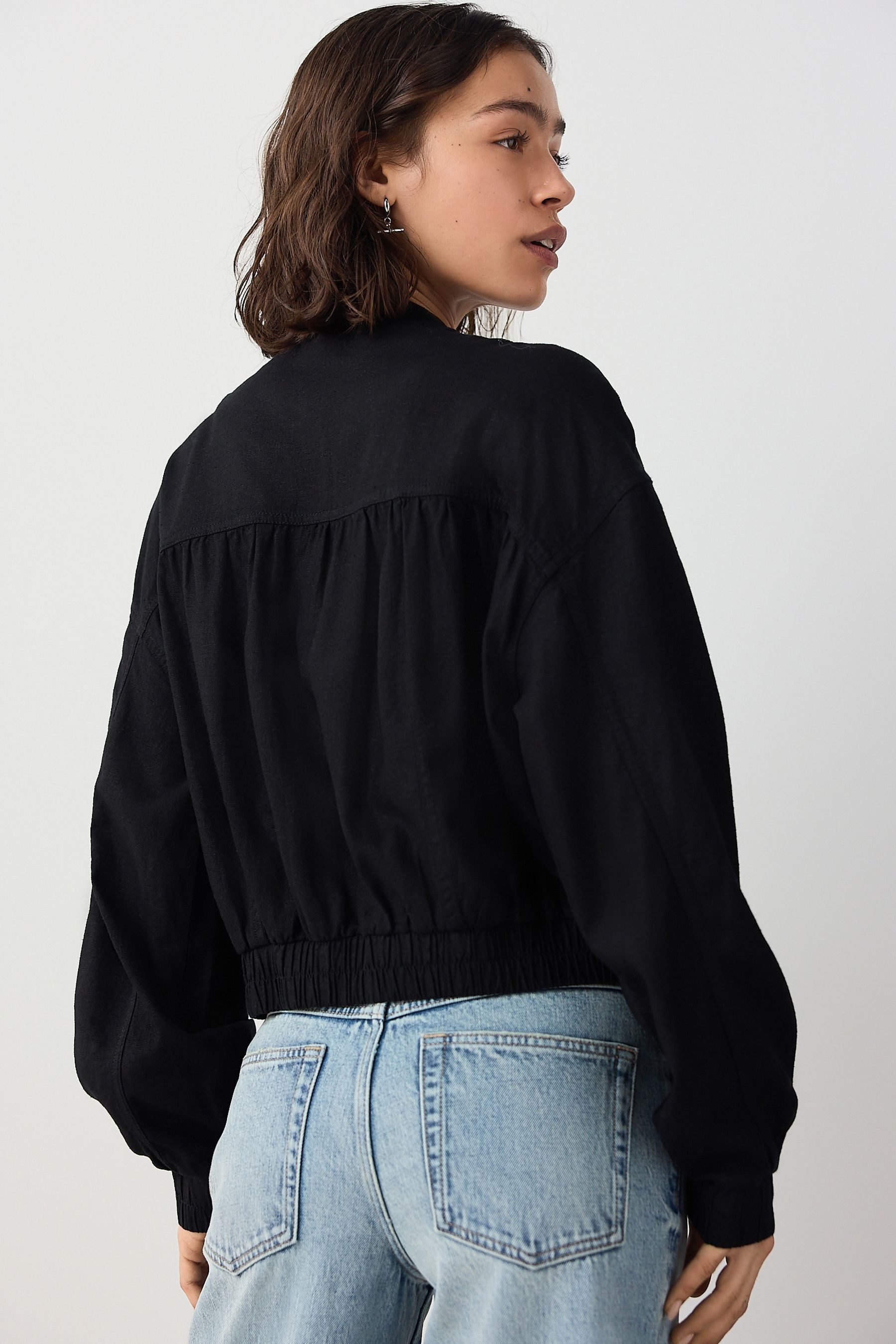 Next Bomberjacke Bomberjacke aus Leinenmischung (1-St) günstig online kaufen