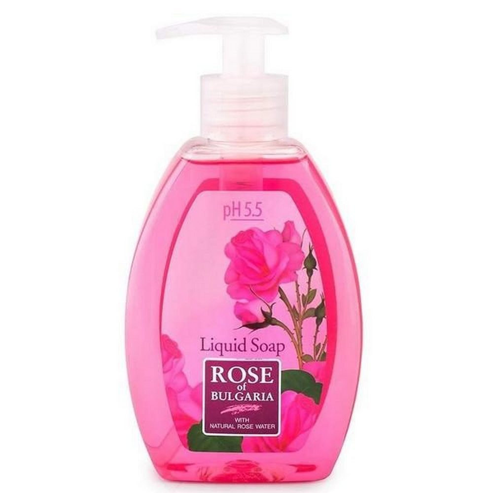 Biofresh Cosmetics Handseife Rose of Bulgaria natürliche Flüssigseife 300 ml, Mit Rosenwasser und Bulgarischem Rosenöl, frei von Parabenen.