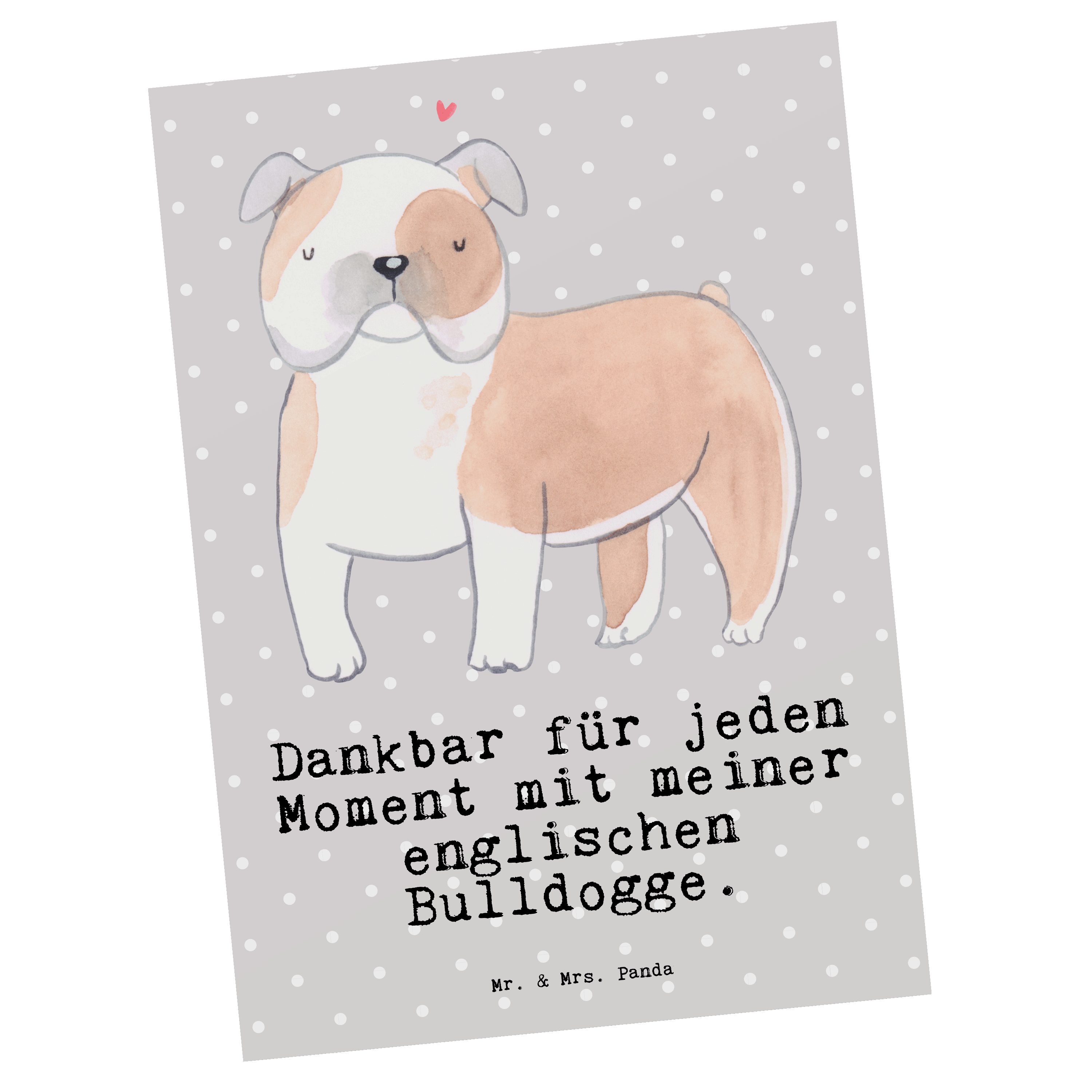 Mr. & Mrs. Panda Postkarte Englische Bulldogge Moment - Grau Pastell - Geschenk, Geschenkkarte