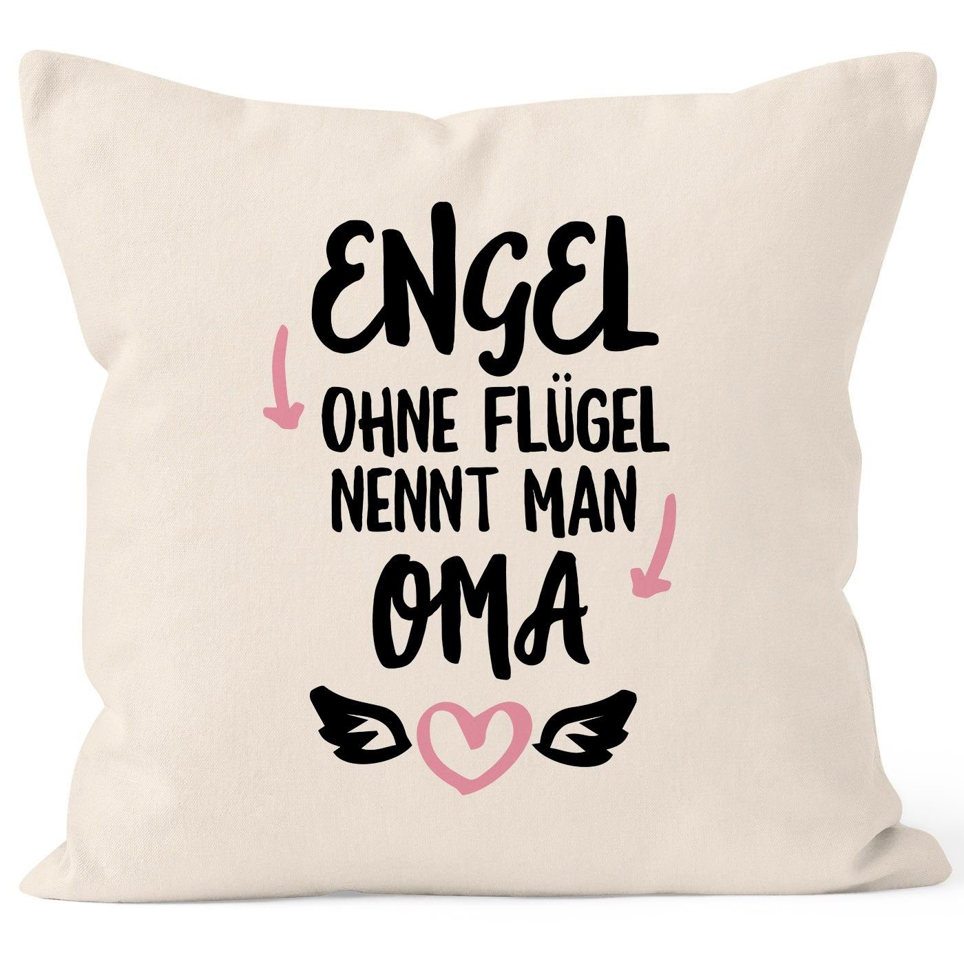 MoonWorks Dekokissen Kissen-Bezug Engel ohne Flügel nennt man Oma Geschenk Oma Kissen-Hülle Deko-Kissen Baumwolle MoonWorks®