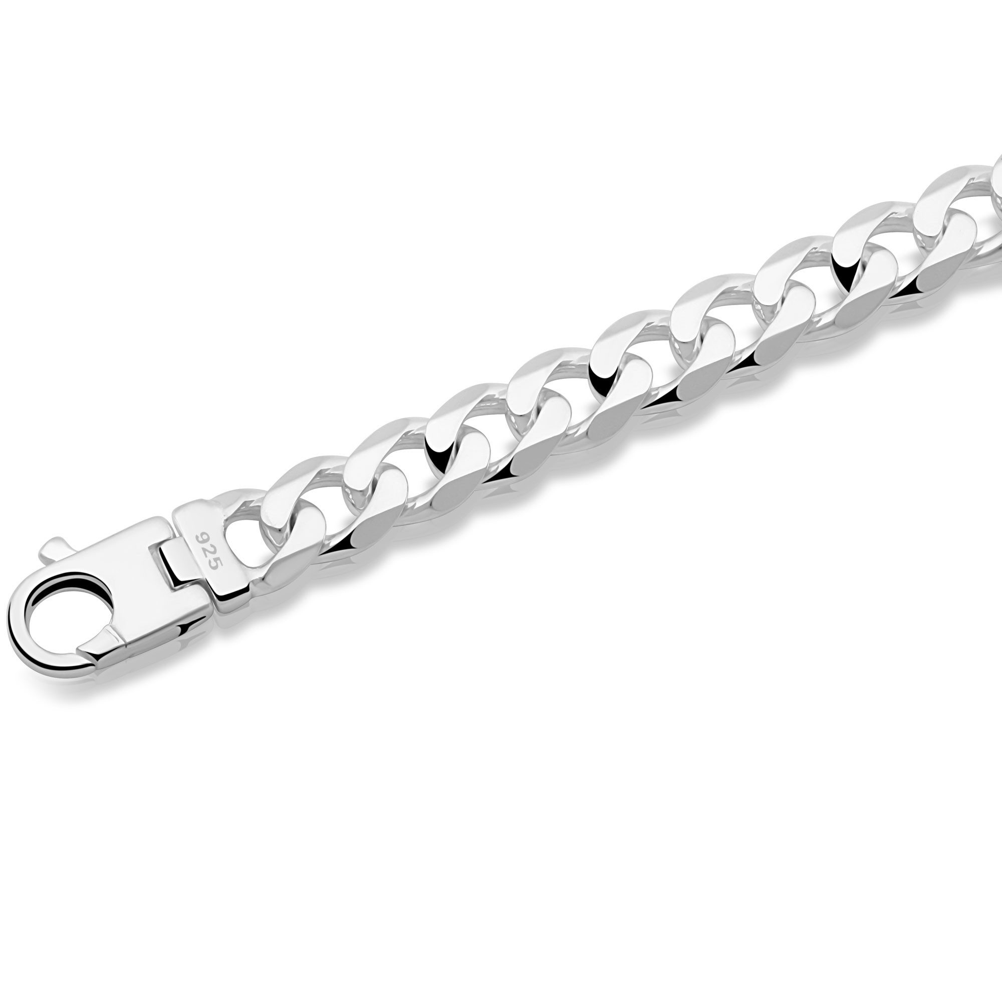 Tony Fein Silberarmband Panzerarmband 9 mm 925er Sterling Silber Massiv Diamantiert, Made in Italy für Damen und Herren – Bild 4 von 5