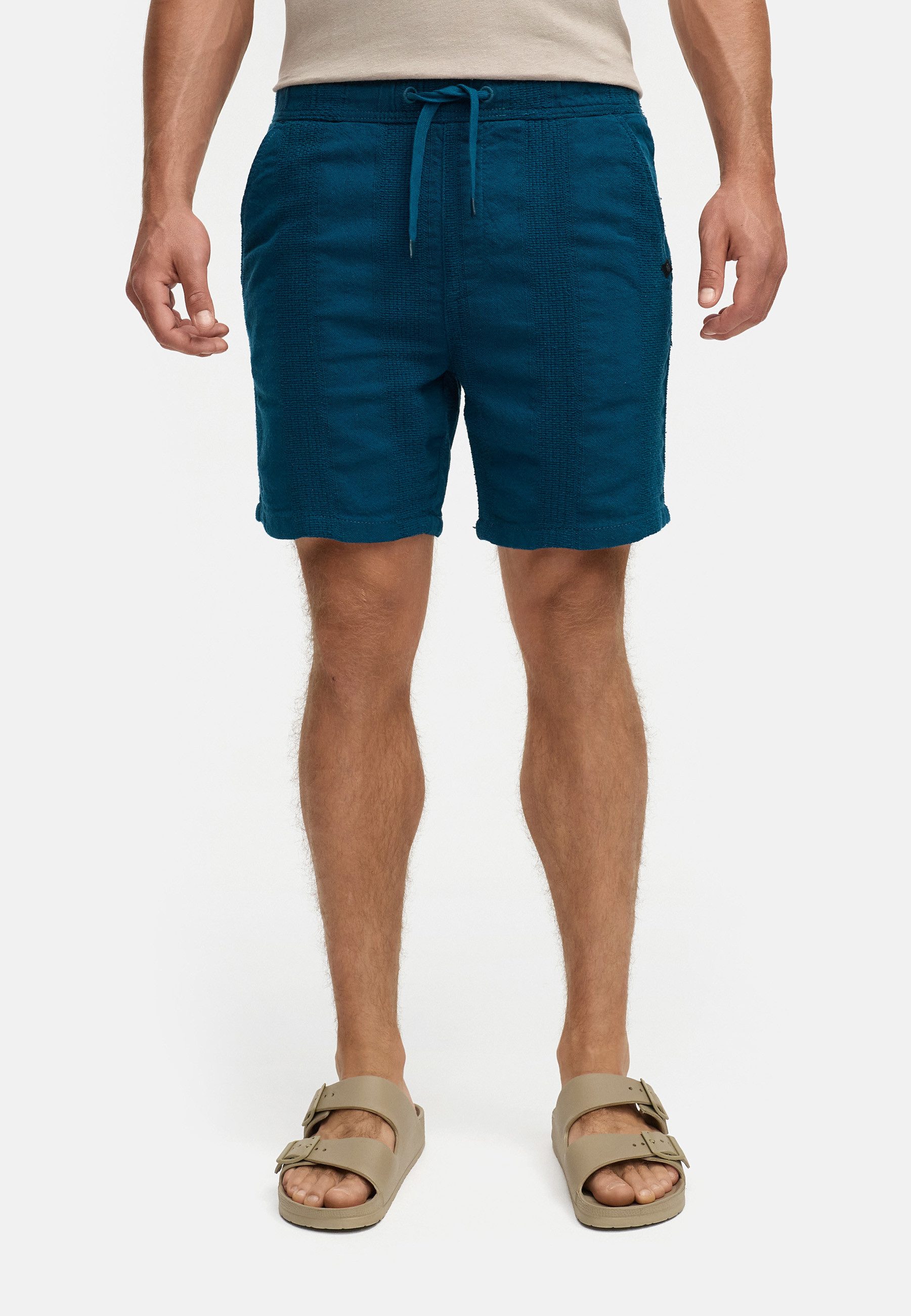 Indicode Chinoshorts INPop aus Leinen-Mix mit markanter Textur