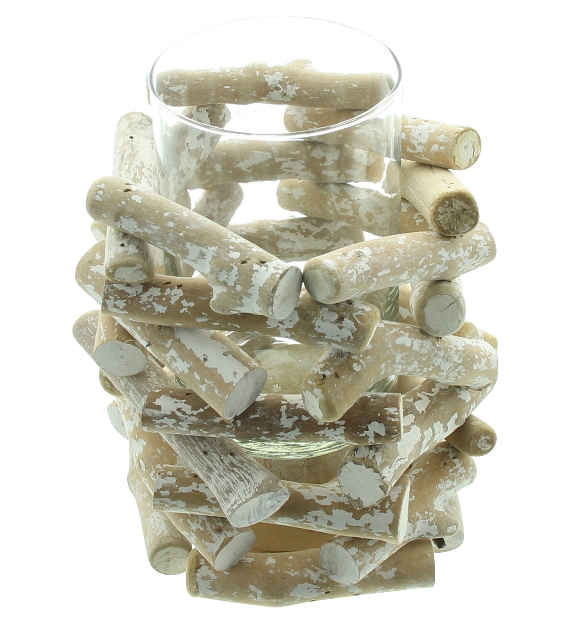 FRANK FLECHTWAREN Windlicht-Säule Blütenkorb – 20 X 85 Cm, Mit Glaseinsatz Ø 7 X 8 Cm, Mattschwarz & Naturbelassen