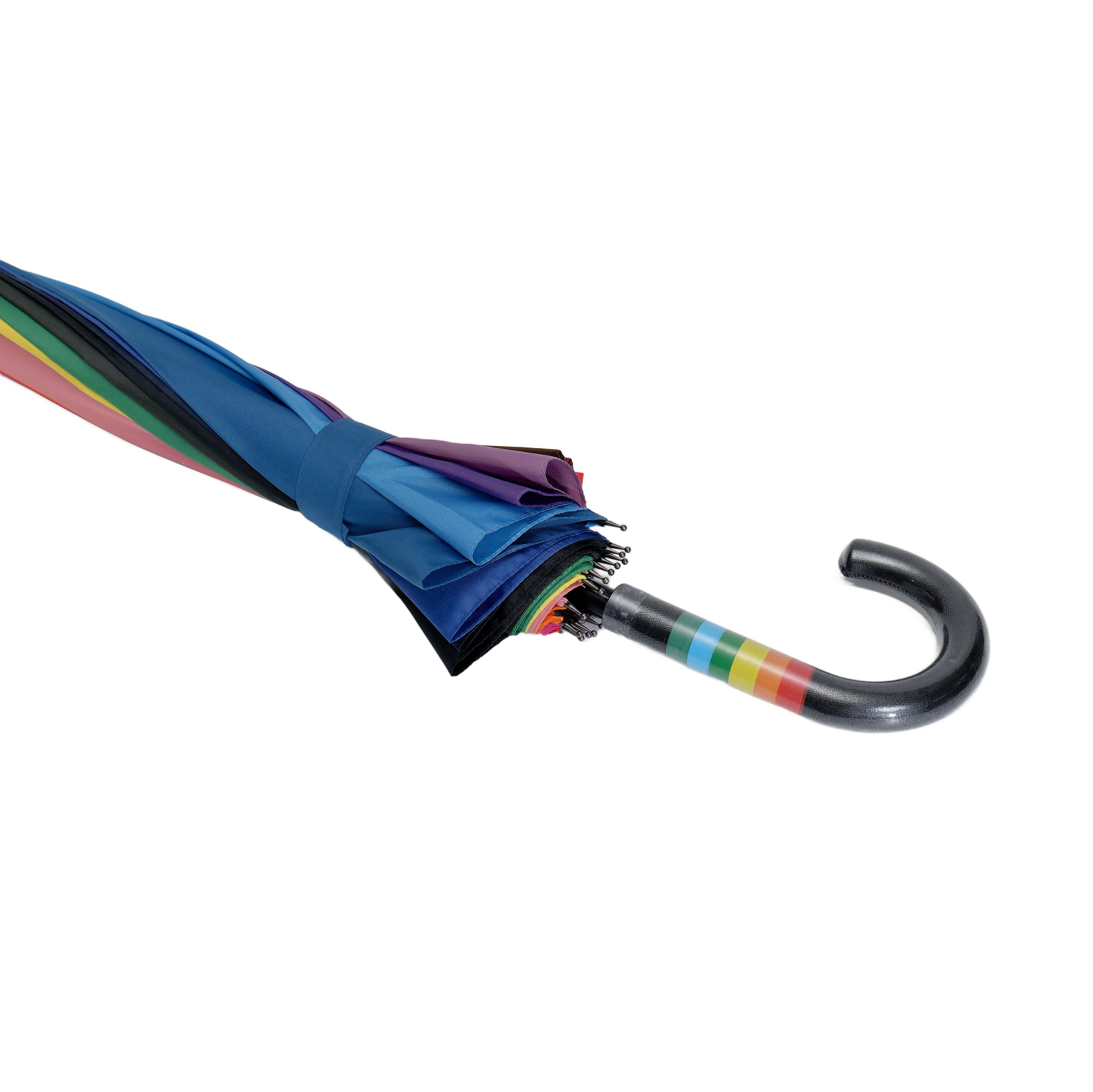 Susino Stockregenschirm Metallstockschirm, 65 cm Fiberglas-Stange, mit Ledergriff ⌀110 cm