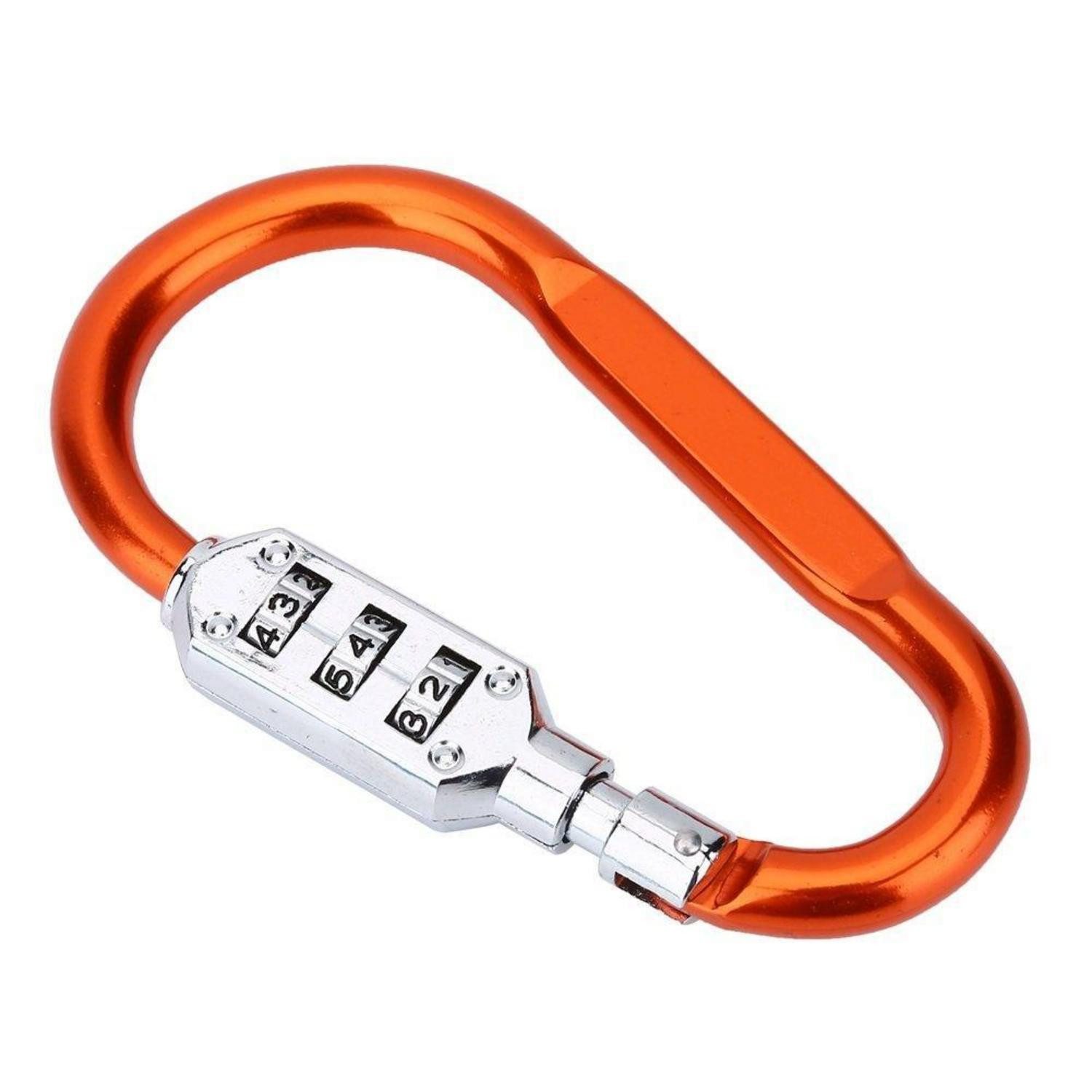 LuxusKollektion Vorhängeschloss Karabiner Zahlenschloss 3-stellig Orange
