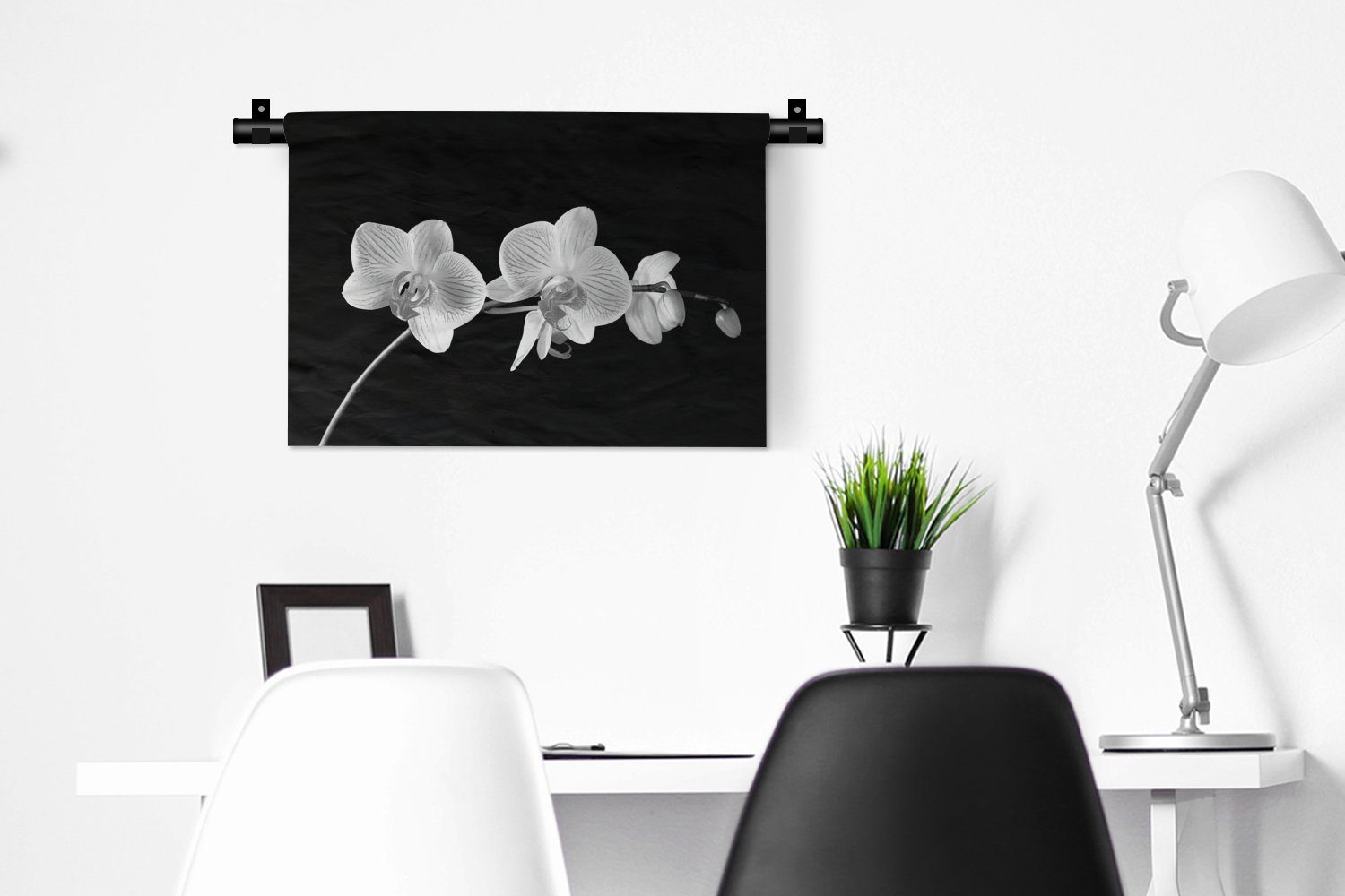MuchoWow Wanddekoobjekt Orchidee Blumen - - Schlafzimmer, Schwarz - Kinderzimmer - Wandbehang, Kleid, Wanddeko Rosa Wohnzimmer, Knöpfe, für