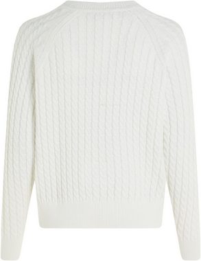Tommy Hilfiger Rundhalspullover CO CABLE C-NK SWEATER mit Zopfmuster