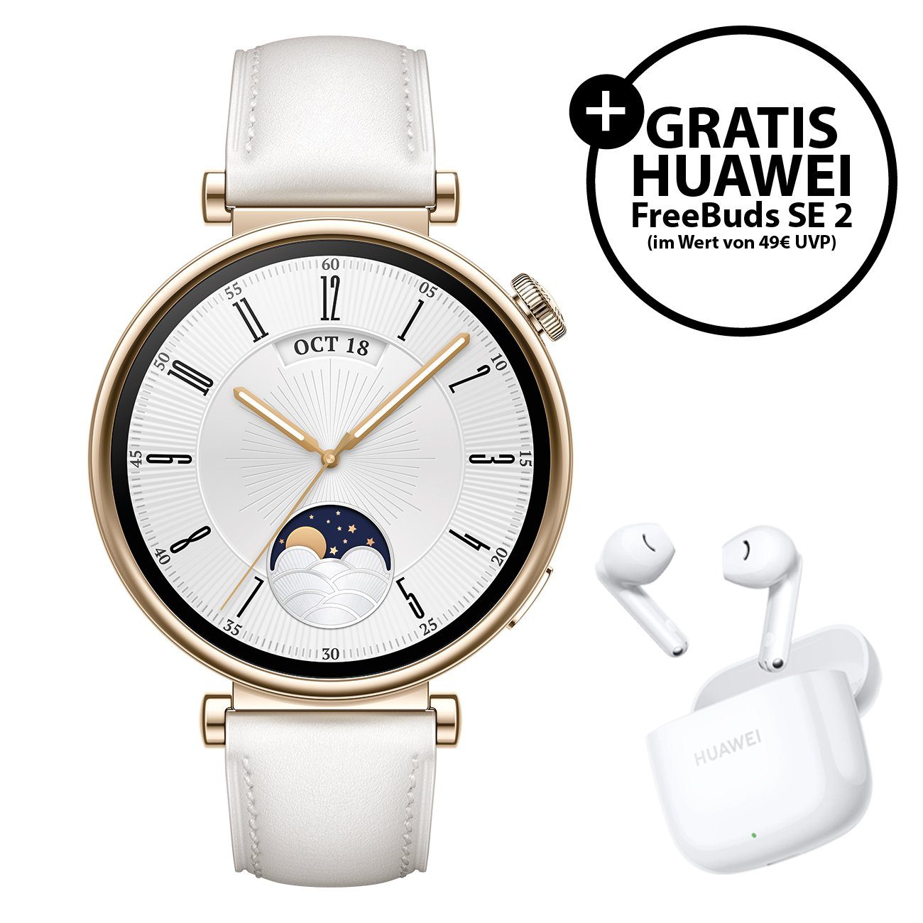 GT4 41mm 2 Huawei Watch Smartwatch (weiß) SE FreeBuds inkl.